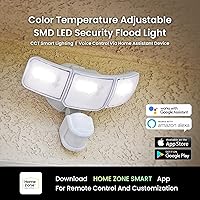 Vista 2 de HOME ZONE Security Smart SMD LED Outdoor Flood Light, 3500LM, 3000-5000K Adjustable Color Temperature, Long & Wide 70’ x 240° Motion Sensor