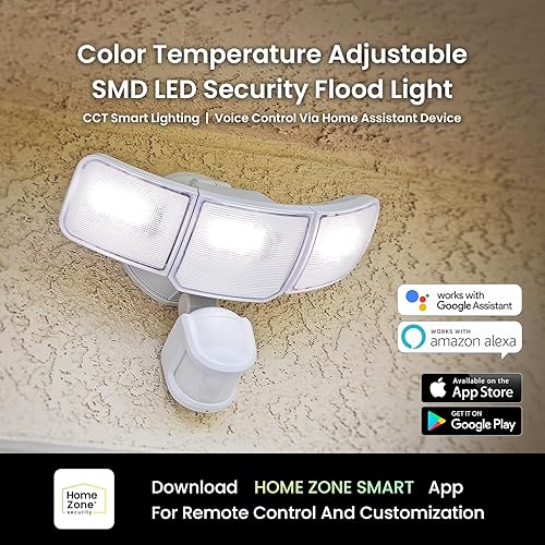 Miniatura 2 de HOME ZONE Luz de inundación LED SMD inteligente de seguridad, 3500LM, temperatura de color ajustable de 3000-5000K, detección de sensor de