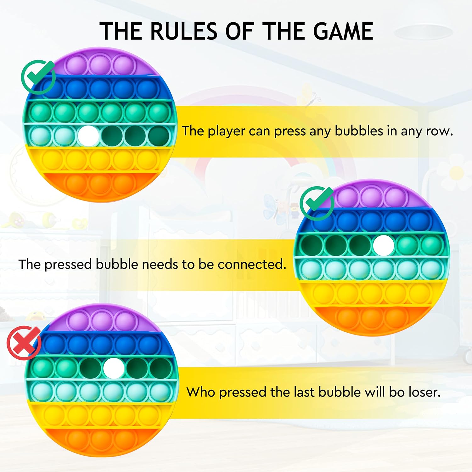 Buy RETRO PUG 3 Pack Rainbow Push pop Bubble Sensory Fidget Toy - Pop up it  Fidget Toy - Autism Special Needs Stress Reliever - Silicone Squeeze  Sensory Toy (3 Pack -