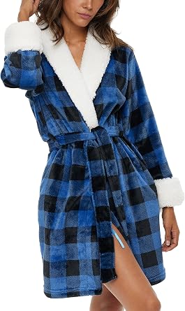 Alexander Del Rossa Womens Long Sleeve Short Sherpa Robe, Bathrobe