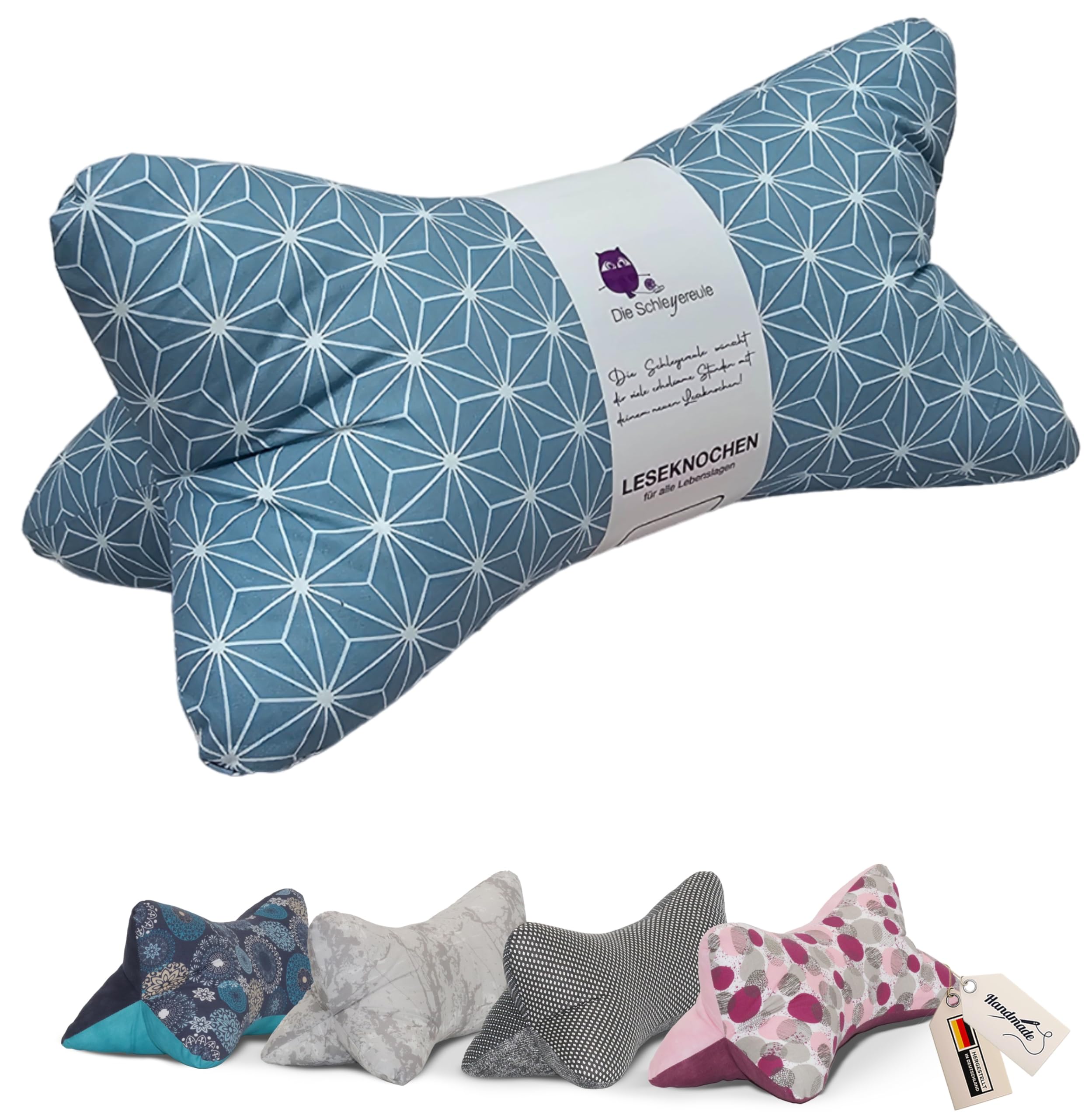 Leseknochen Nackenkissen Mandala bequem und waschbar! Handgestopft und genäht in Deutschland - Nutzbar als Nackenrolle Kissen Nackenrolle (Origami mint)