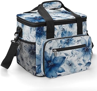 Soft Cooler Bag, Portable Camping Beach Leakproof Travel Cooler,Peony Printed 22L Collapsible Insulated Ice Chest for Picnic, Beach, Work, Trip
