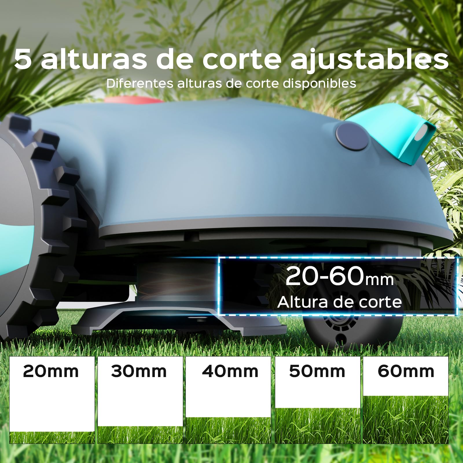 YARDCARE V100 Robot Cortacesped Electrico con Navegación por Visión, Detección de 150 Obstáculos, Robot Cortacésped Bateria hasta 150 m², Robot Cortacesped con Cuchillas de Repuesto