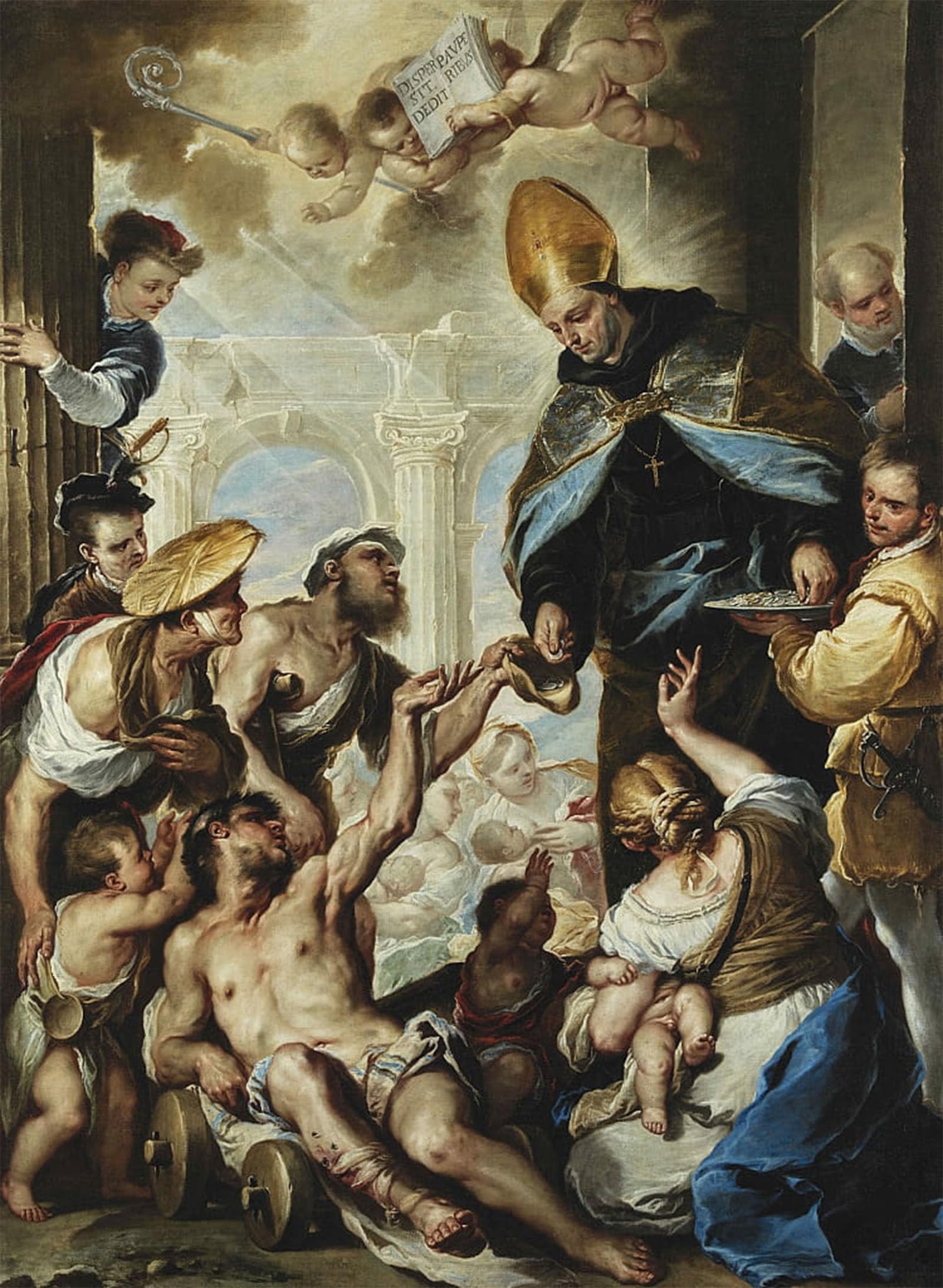 ARTXLXXBN Famous Painting Canvas Artwork Graffiti Print Saint of Villanova Giving Alms to the Poor by Famous Artist Portrait Canvas Image for Home Decor 60x90cm