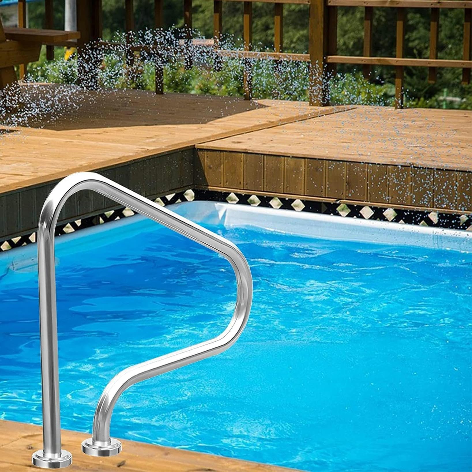 Rampe de piscine haut de gamme en acier inoxydable pour parcs aquatiques