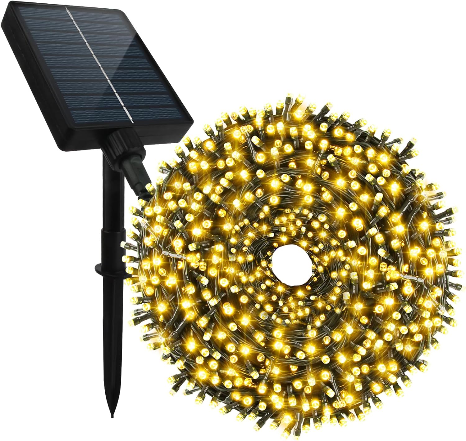 Tcamp 164Ft 500 LED Solar Christmas Lights Outdoor Waterproof with Remote Timer, 8 Modes Solar Powered Fairy String Lights for Christmas Tree Wedding Party Holiday Outdoor Indoor Decor (Warm White) Warm White 500 LED