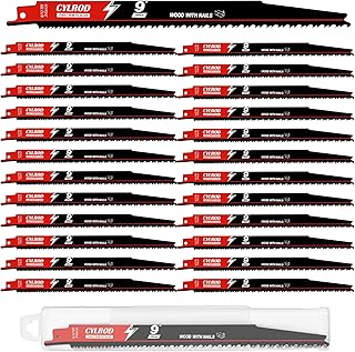25 Pack 9 in 6/12TPI Reciprocating Saw Blades for Sawzall Blades Nail-Embedded Wood Cutting,M42 Steel Cobalt Bi-Metal Blades Replace for Milwaukee for Dewalt for Diablo for Sawzall Blade