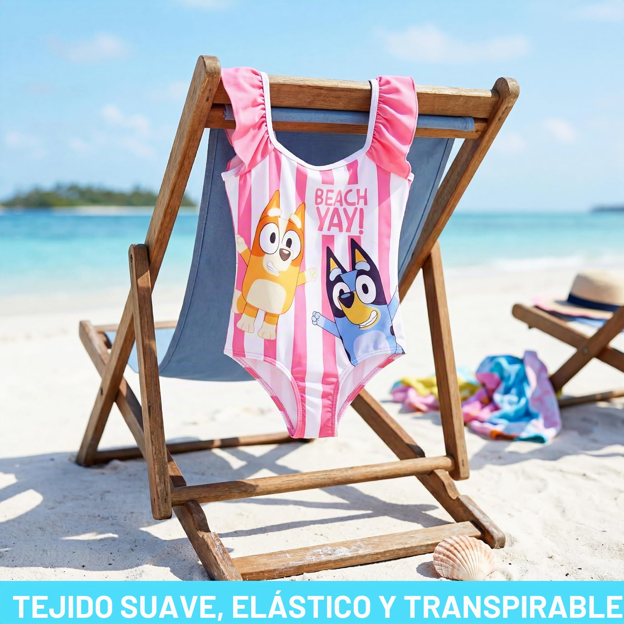 Paw Patrol Skye Everest | Bluey y Bingo Bañador Niña Una Pieza con Volantes, UPF 50+, Traje de Baño para Piscina y Playa Verano