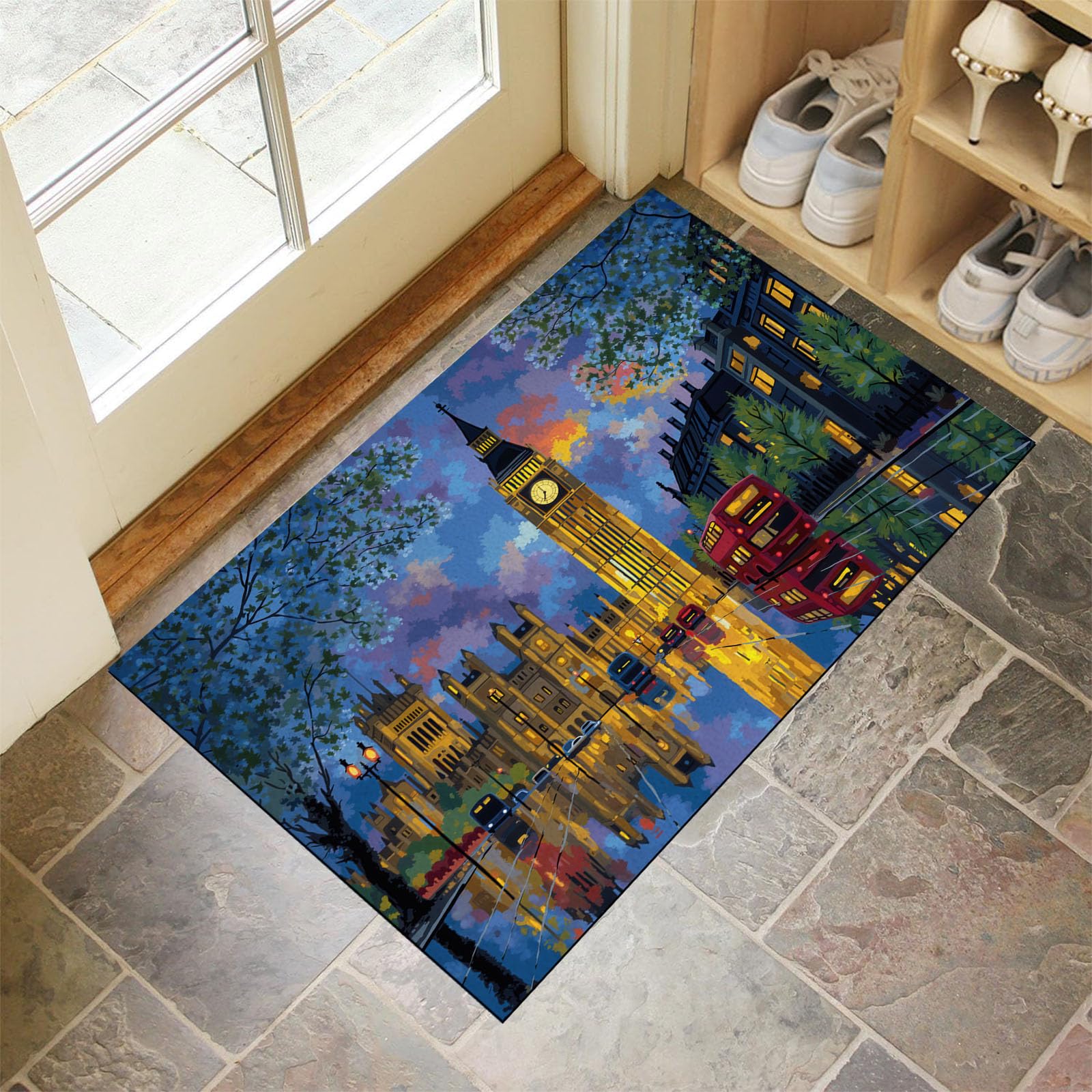 Tapis antidérapant pour salle des enfants bleu et lavable