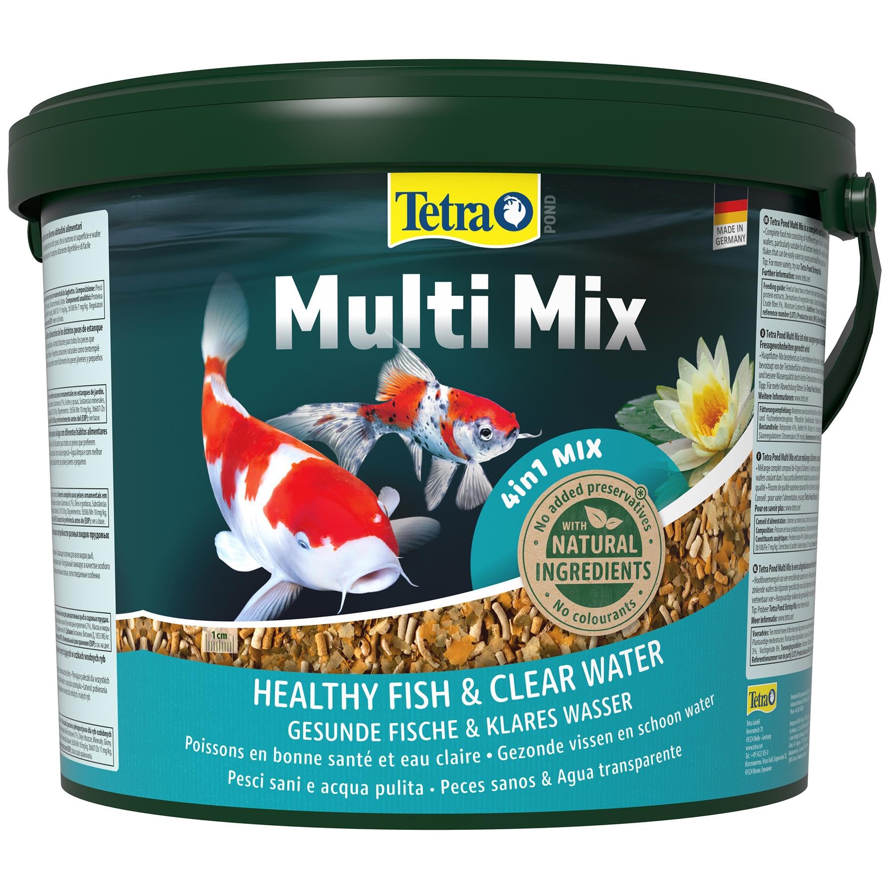 Tetra - 136229 / Pond Multi Mix - Nourriture pour poissons d'étang - Mélange de flocons / bâtonnets / plaquettes / gammares - Seau 10 l (Import Allemagne)