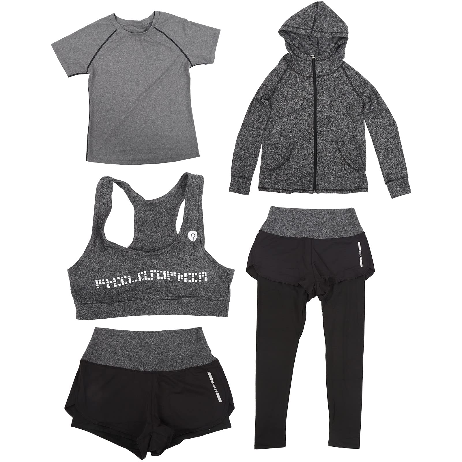 Set da Yoga da Donna 5 Pezzi, Comodo Abbigliamento Sportivo Elasticizzato per Yoga e Fitness, Materiale in Poliestere Ad Asciugatura Rapida, Adatto per L'allenamento e L'uso Quotidiano
