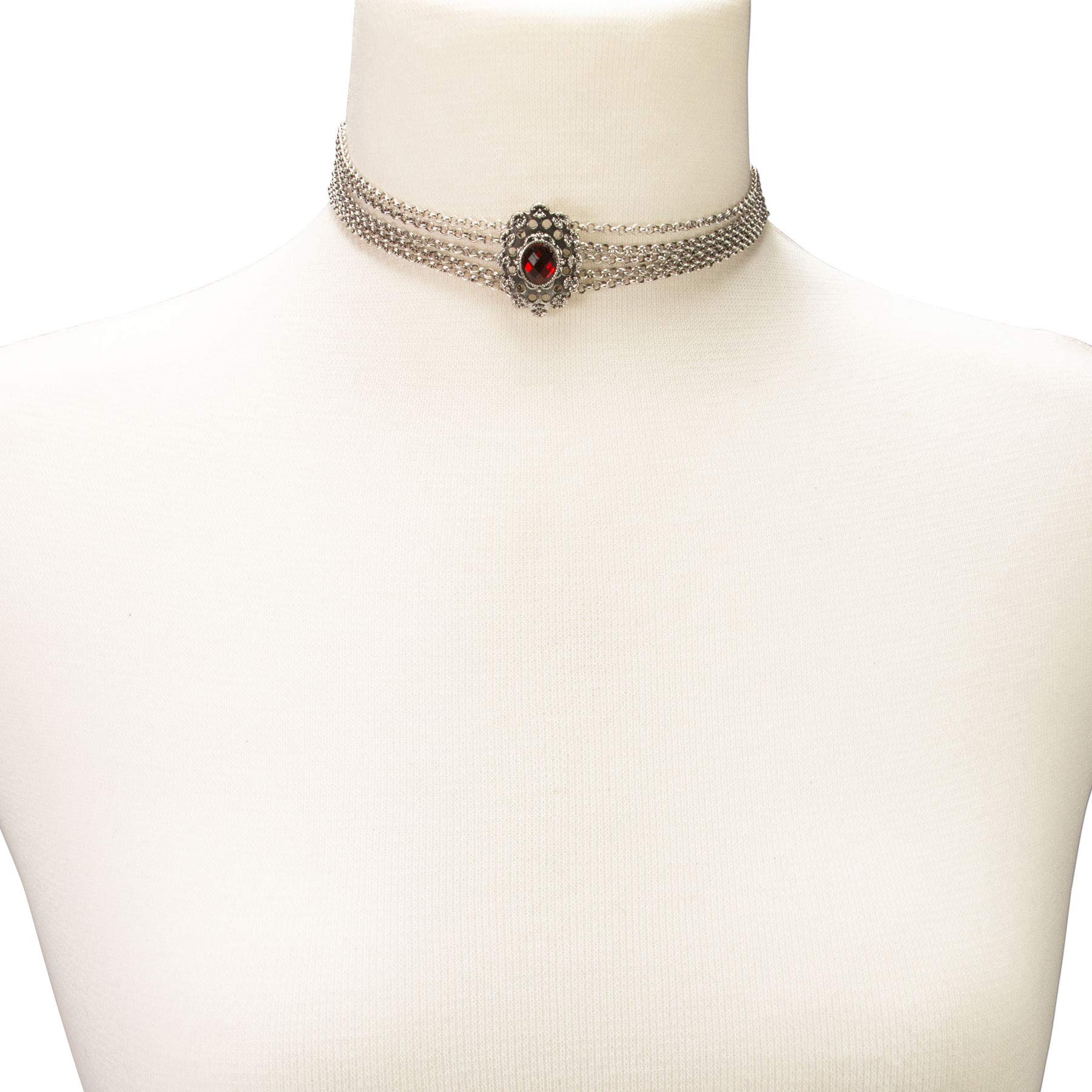 Alpenflüstern Trachten-Metall-Kropfkette Luzia - Elegante Trachtenkette - nostalgischer Damen-Trachtenschmuck, Dirndlkette mit Mittelteil in traditionellen Farben DHK228
