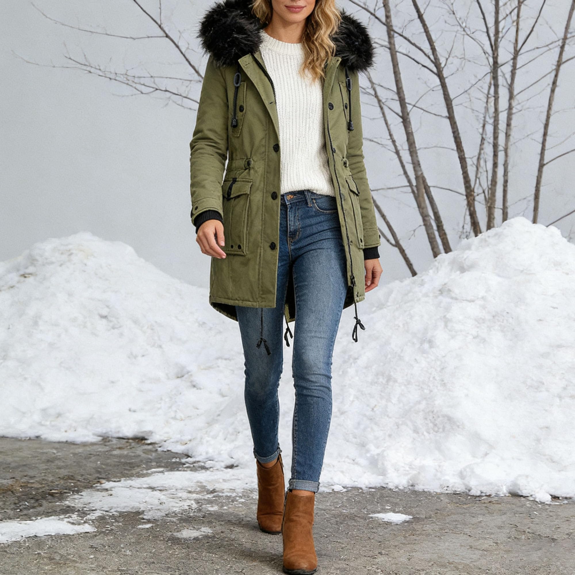 Giacca invernale da donna imbottita in caldo cotone classico con cerniera spessa giacca parka per pendolari all'aperto comodo piumino cappotto