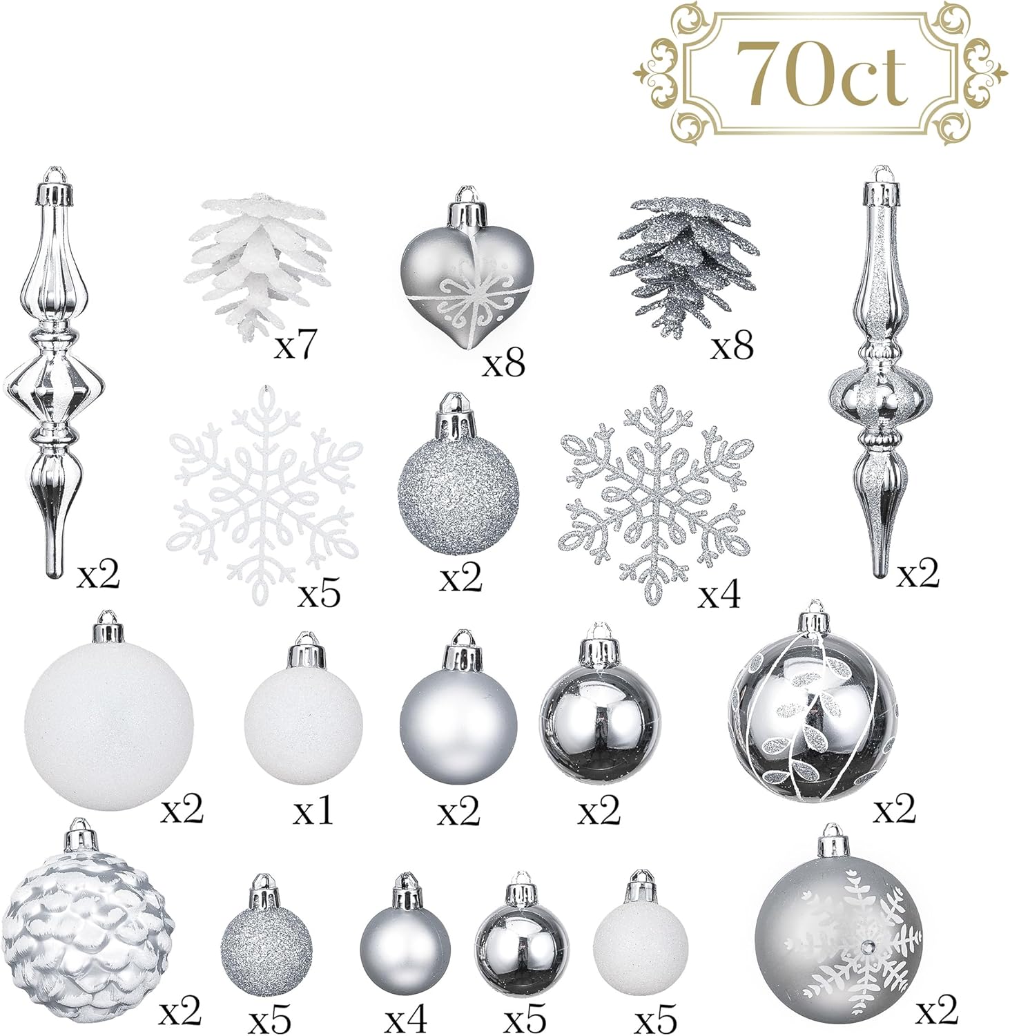 Valery Madelyn Christmas Tree Decorations Set&Star Tree Topper with Timer for Christmas Decorations Indoor