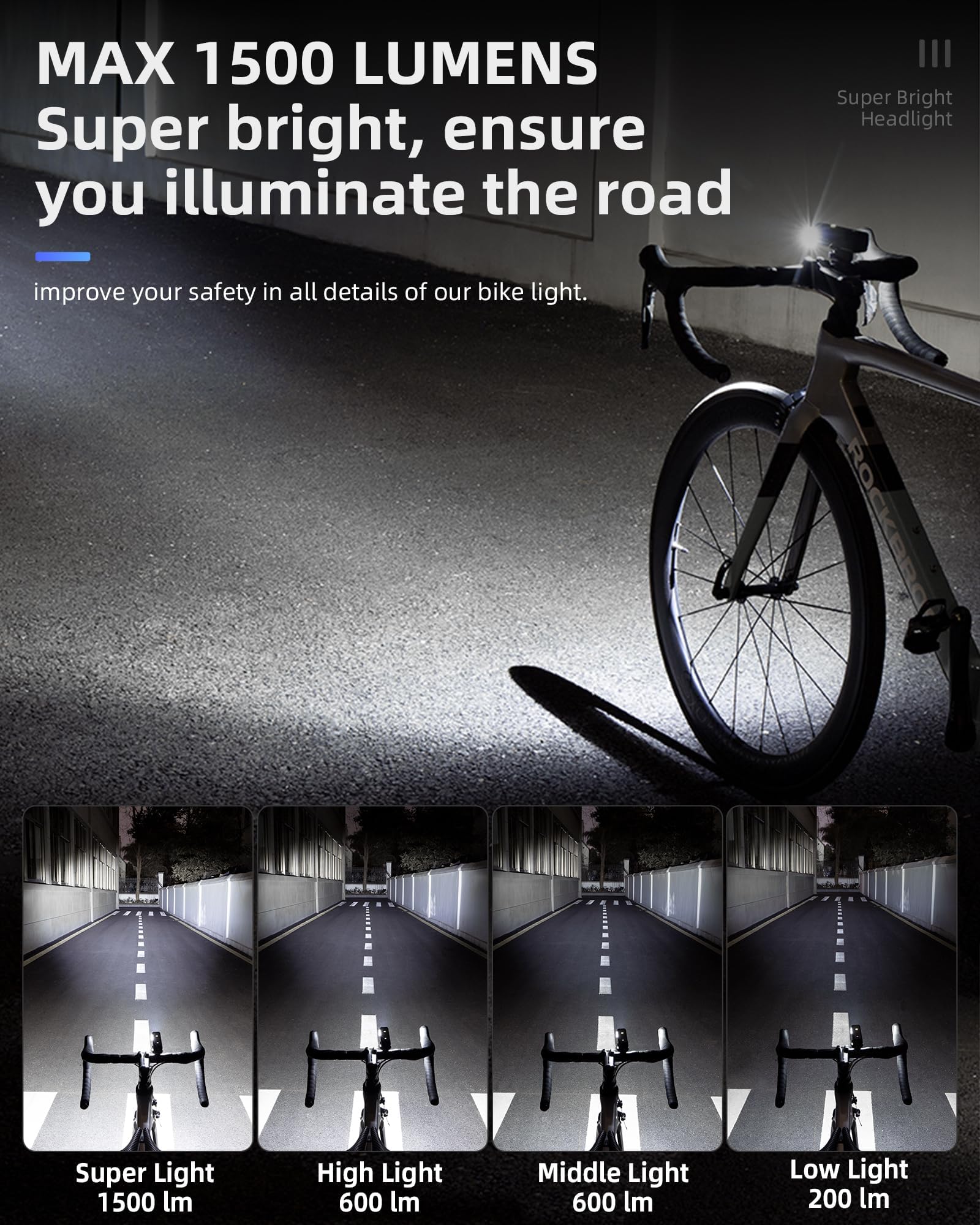 Luce Bici ROCKBROS LED, Set Fanalini Anteriore E Posteriore Mtb Ricaricabile Usb - Foto 13