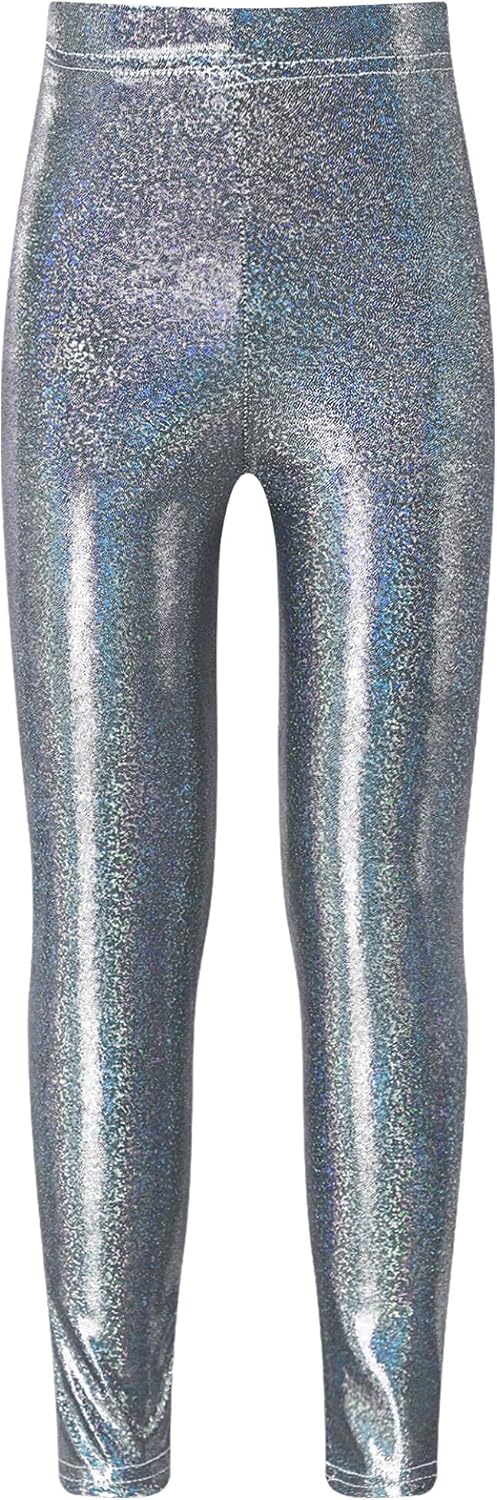 Kids Girls Shiny Athletic Leggings Dance Pants Yoga Running Sport Leggings Sweatpants Activewear