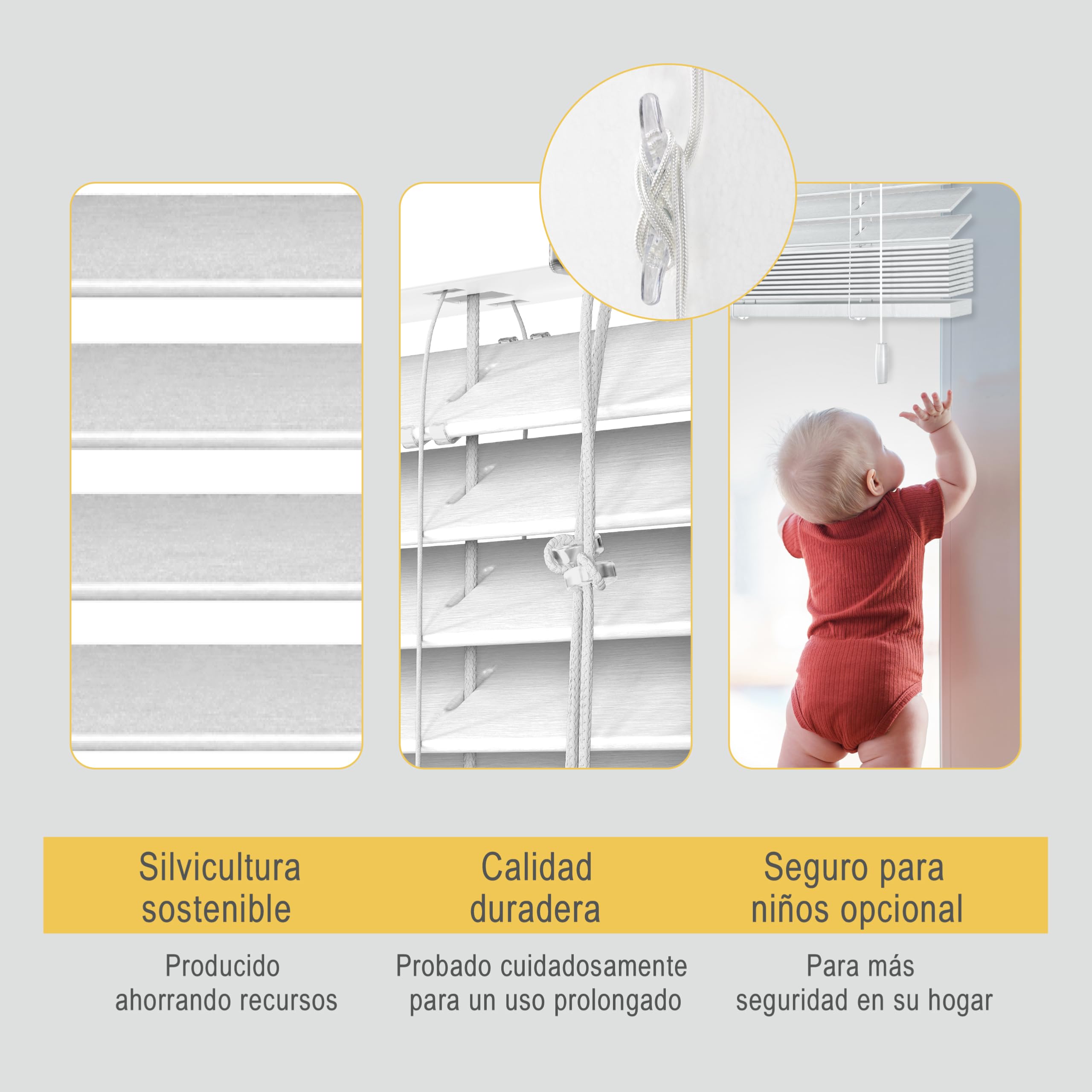 Sol Royal Persiana Veneciana de Madera SolDecor JH3 en Blanco - 140x160 cm - persiana de Madera sostenible