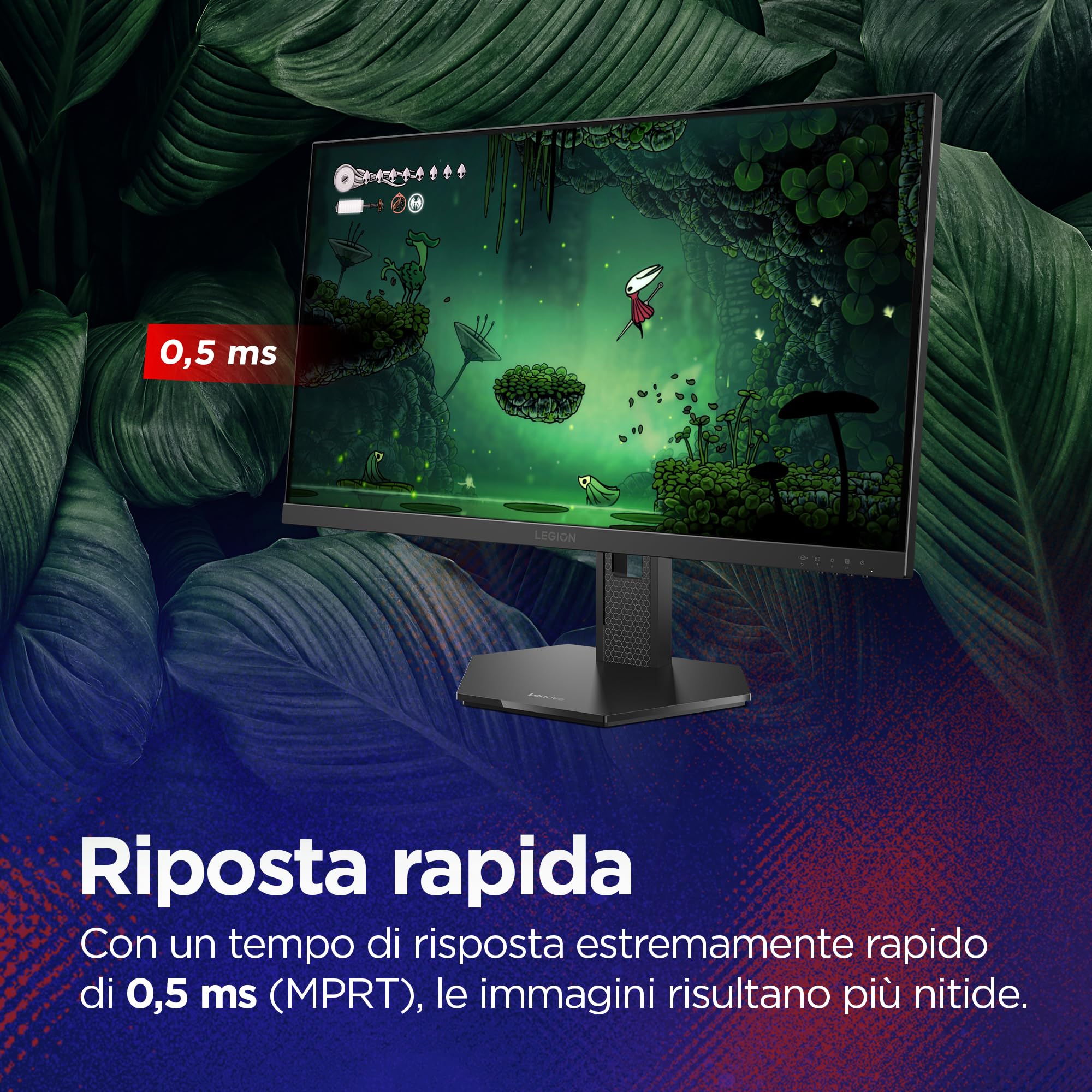 Lenovo Legion 27-15 | 27" Monitor Gaming IPS Full HD | 240Hz | 0.5 ms | DP 1.4, 2x HDMI 2.1 | AMD FreeSync Premium | Regolabile | VESA 100x100