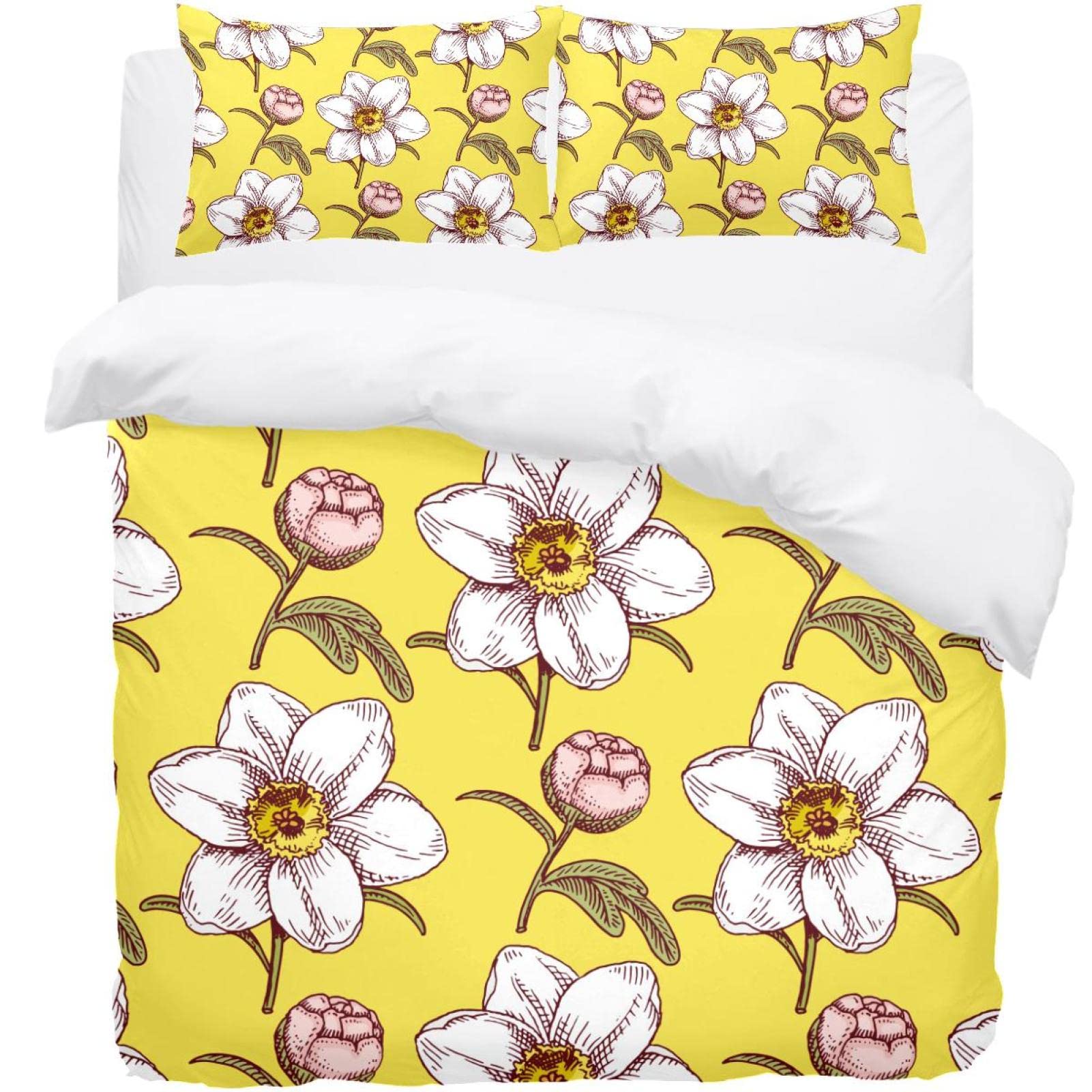 Parure de lit fleurs jaunes pour instaurer une ambiance cocooning en hiver