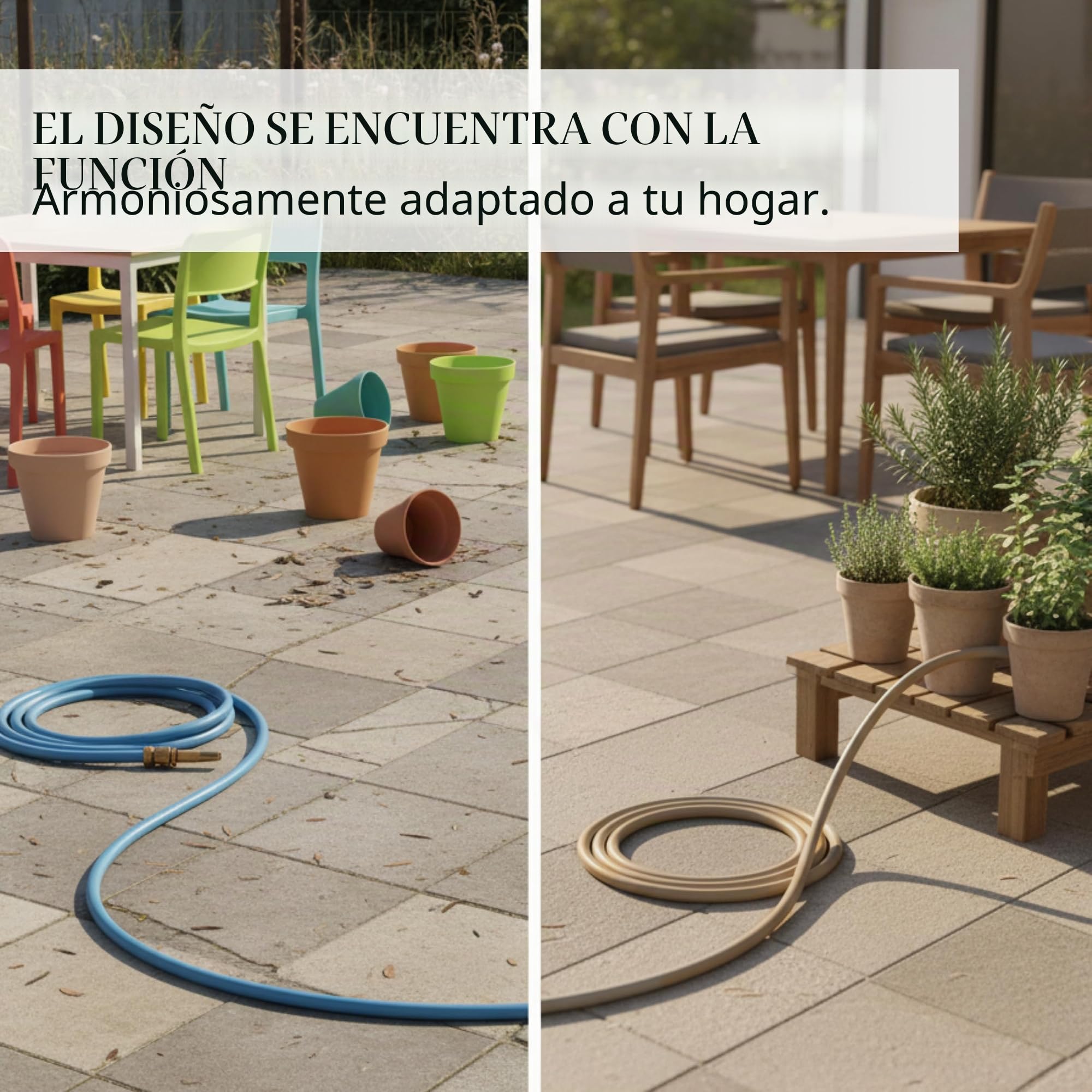 LIVLIG Manguera Jardin 20m – Manguera de Riego Flexible, 60% Reciclado, Resistente UV, Antitorcion, 1/2 Pulgada, Beige