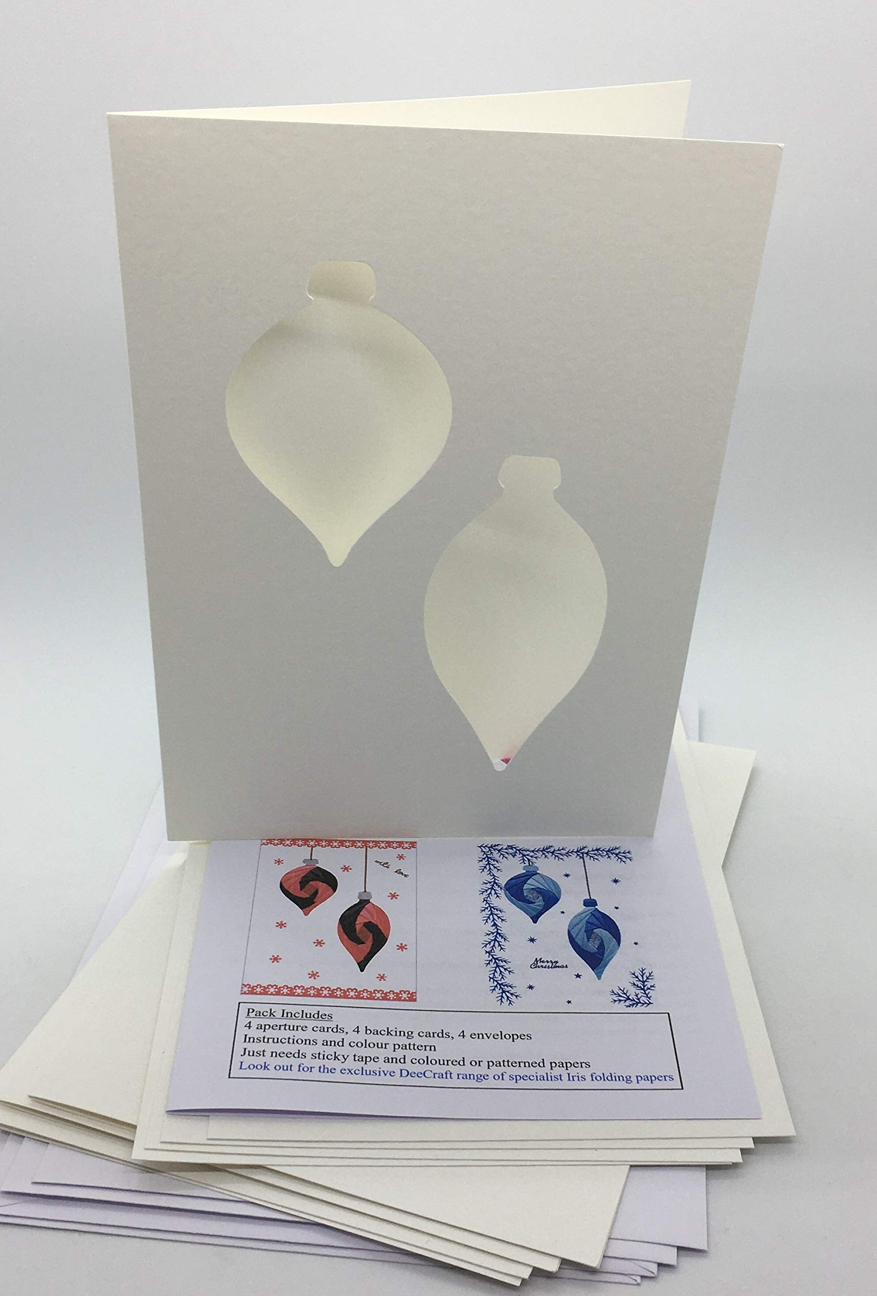 Iris Folding Card Pack Xmas Baubles 2 C5 Size Makes 4 Cards DeeCraft
