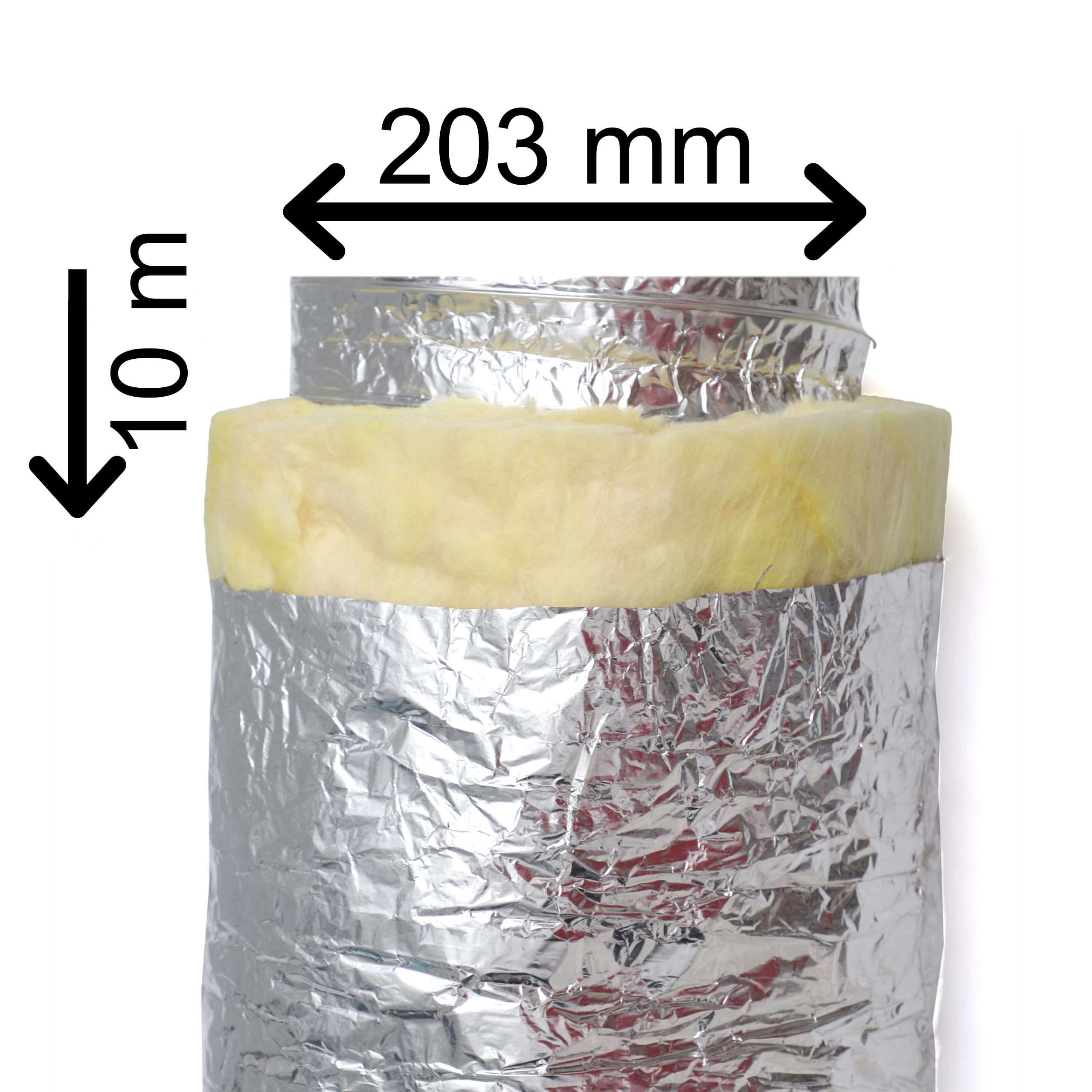 Izoflex - Canal de ventilation flexible isolé en aluminium - 203 mm x 10 mm - Tuyau d'évacuation d'air flexible en aluminium - Tuyau de ventilation