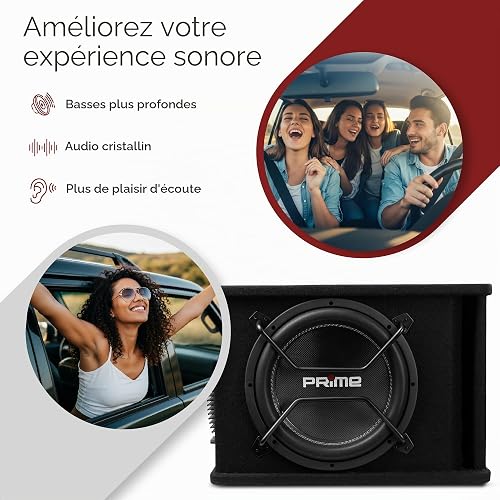 Caliber BC112SA-PRO – Caisson de Basse Voiture 12 Pouces Actif avec amplificateur intégré – Subwoofer Auto 200W RMS – 1000W crête – Noir - 5