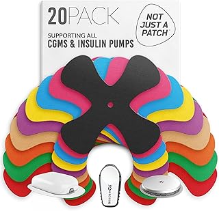 X-Patch CGM Sensor Patches (20 Pack) - Water Resistant Omnipod 5 Adhesive Patches - Durable for Active Lifestyle for 10-14 Days - Compatible with Dexcom G6, Libre 2 in Multi-Color