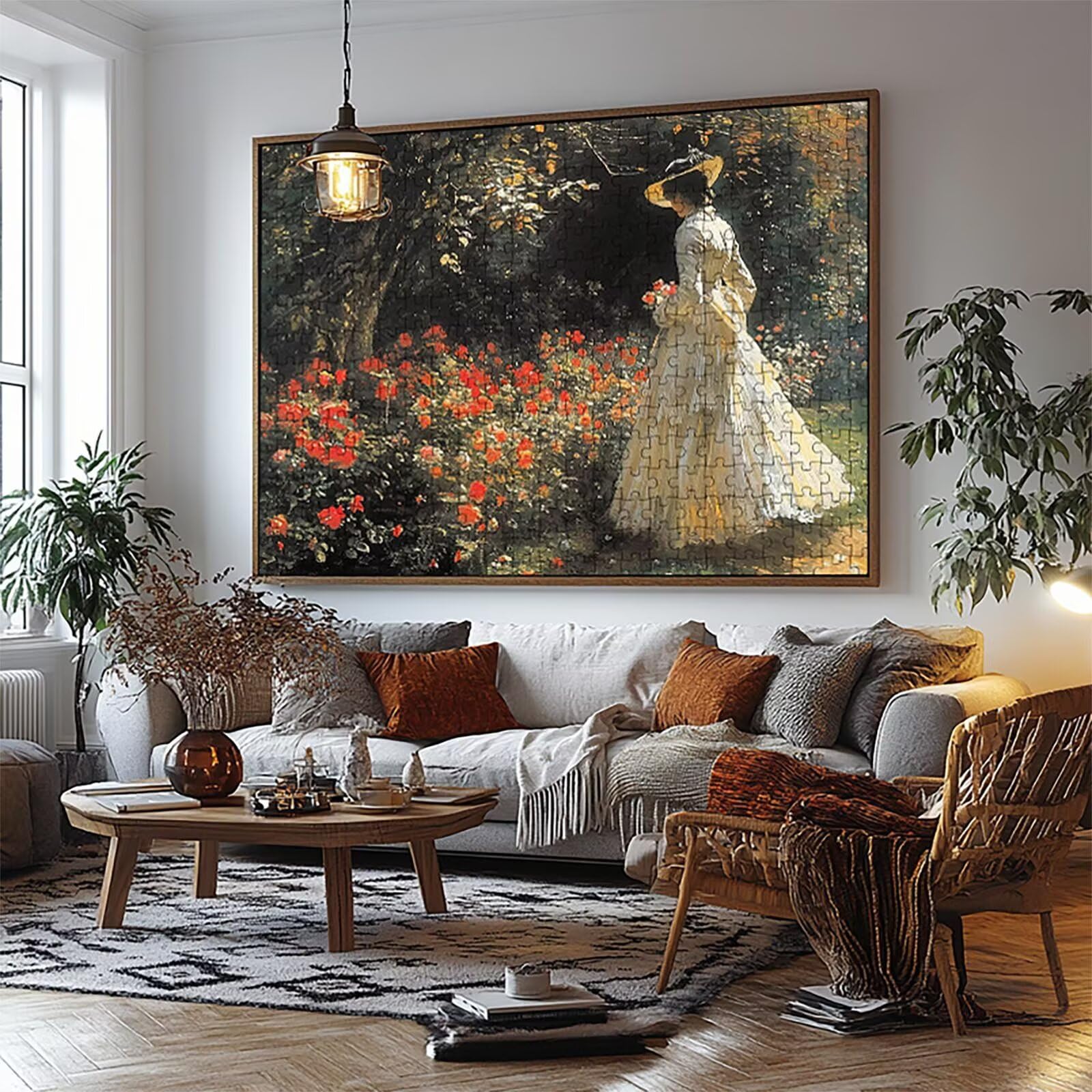 Puzzle 2000 sztuk kobieta puzzle 2000 sztuk dorosłych kwiat edukacyjny drewniane puzzle dla całej rodziny układanki redukujące stres i wiosnę obrazy dekoracja 70 x 100 cm LZPT-02376