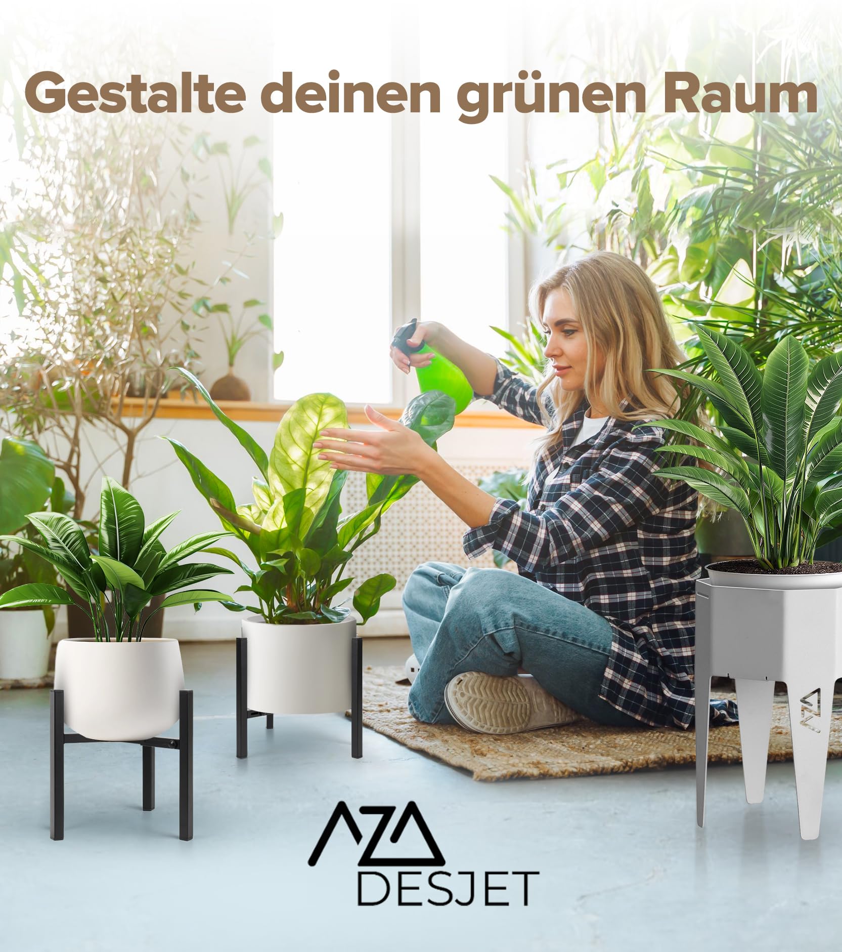 Pflanzenständer 2er Set, verstellbarer Blumenständer, moderner Metall Blumenhocker und stabiler Pflanzenhocker, robust für Innen & Außenbereich, passend für 20–30 cm Blumentöpfe, Schwarz