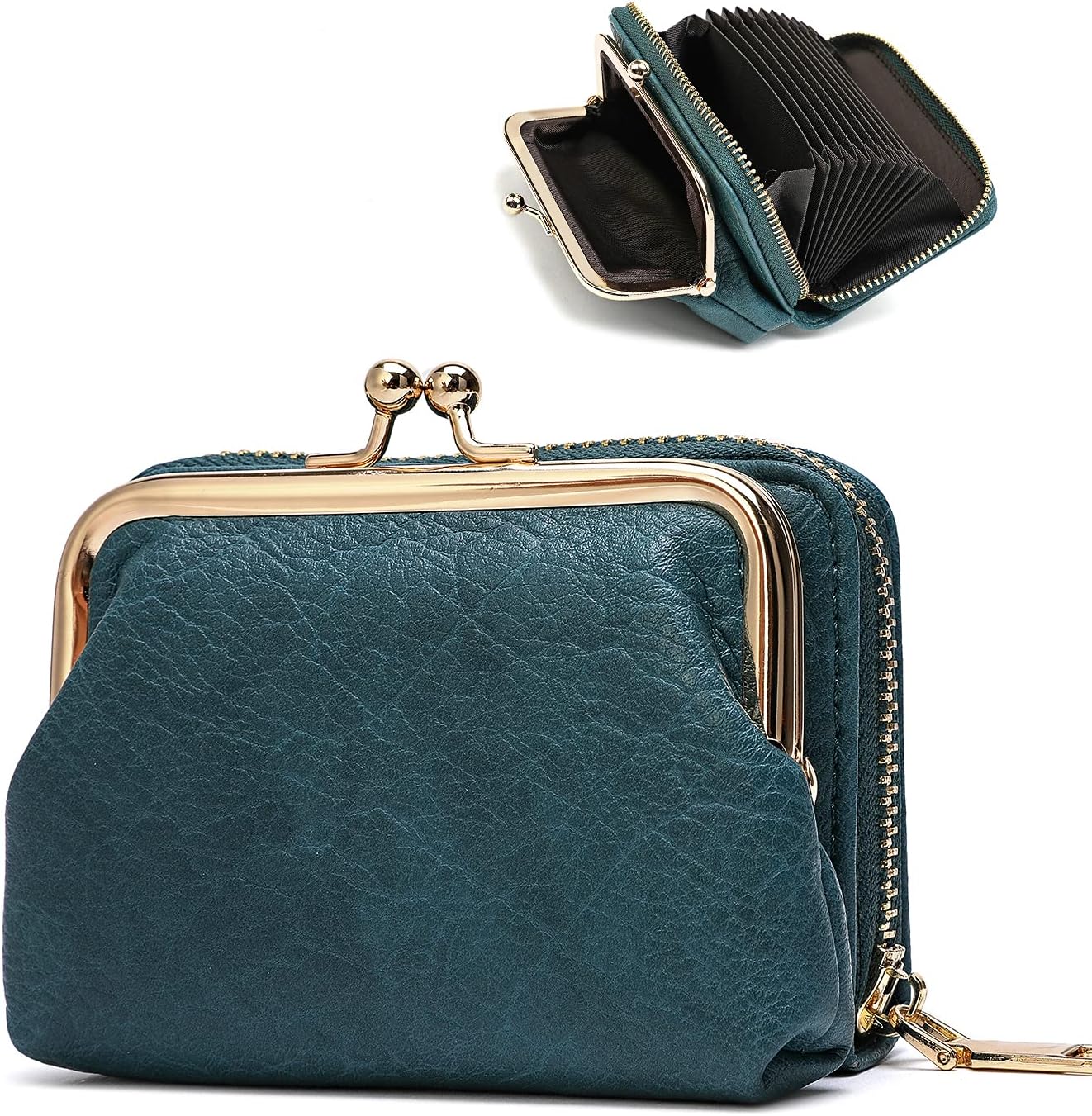 2 in 1 Change Purse Wallet,Credit Card Holder with Cion Purse,Cute Pouch for Gril with Blocking Case, Zipper Clasp
