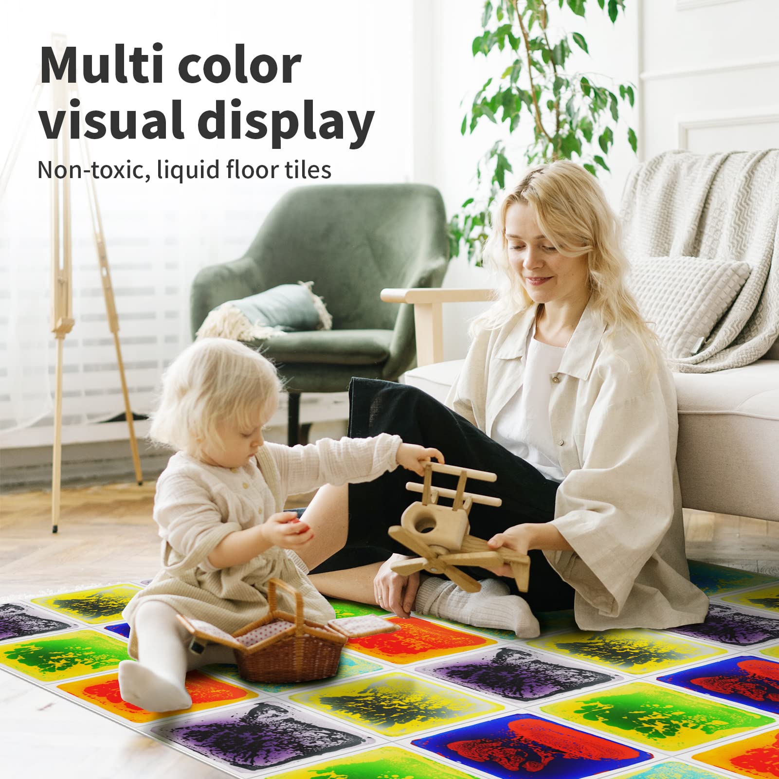 Art3d Liquid Sensory Lot de 6 dalles de sol carrées Multicolore 30 x 30 cm