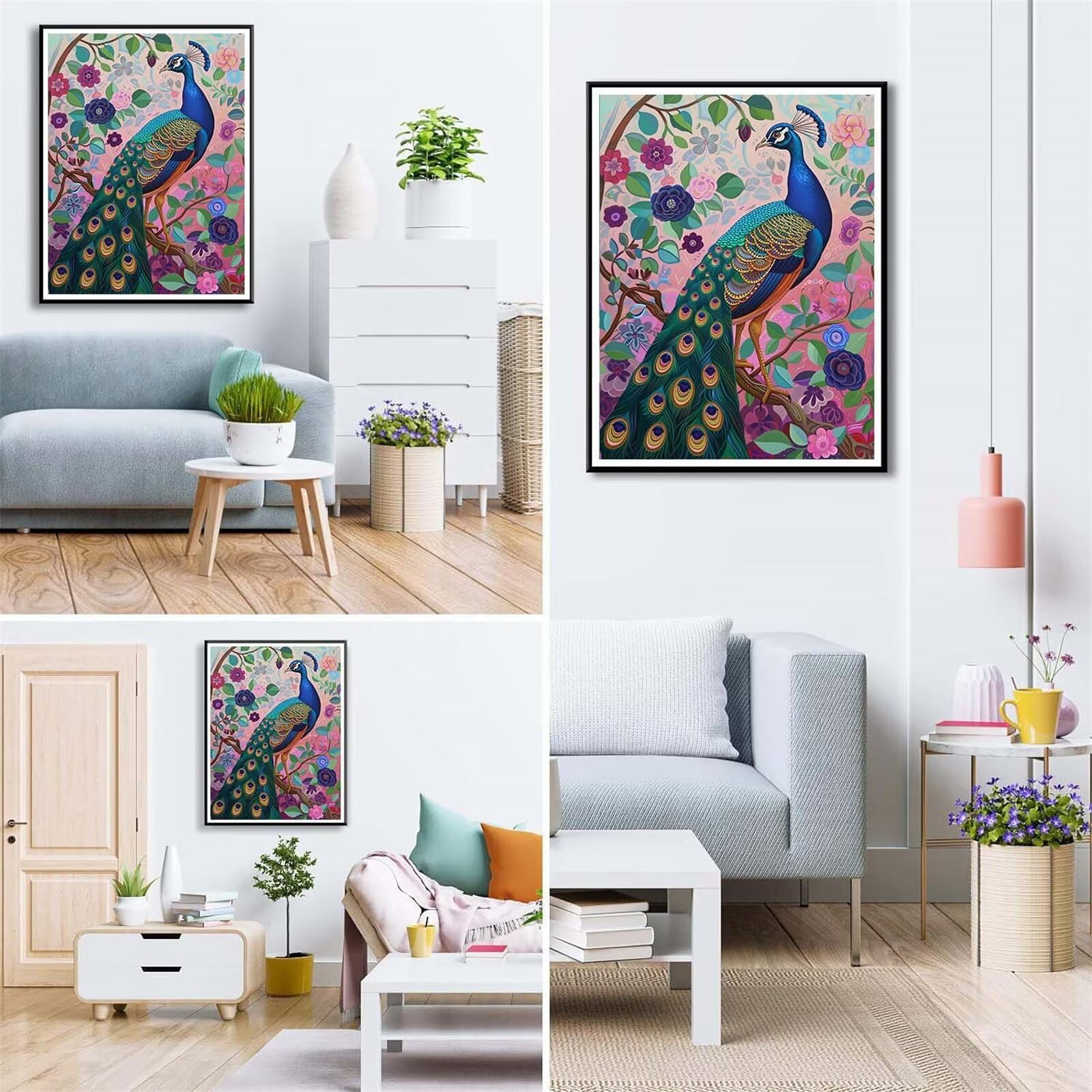 NAIMOER Kit Diamond Painting Pavone 30x40cm: Arte Fai-da-te Completa Per Adulti E Bambini, Quadro 5D Con Strass Rotondi Luminosi, Decorazione Casa Rilassante E Antistress