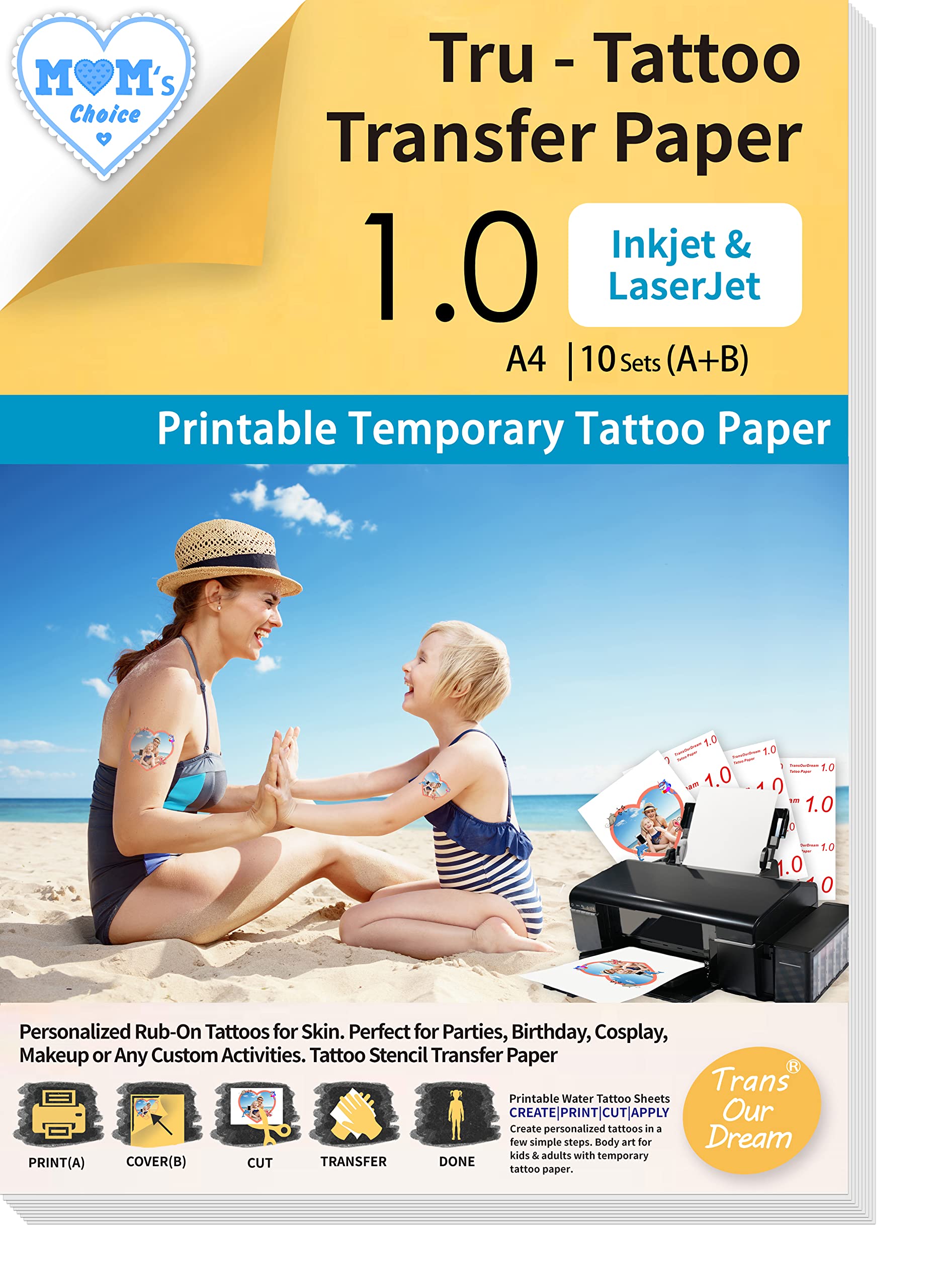 Buy TransOurDream Clear Printable Temporary Tattoo Transfer Paper for