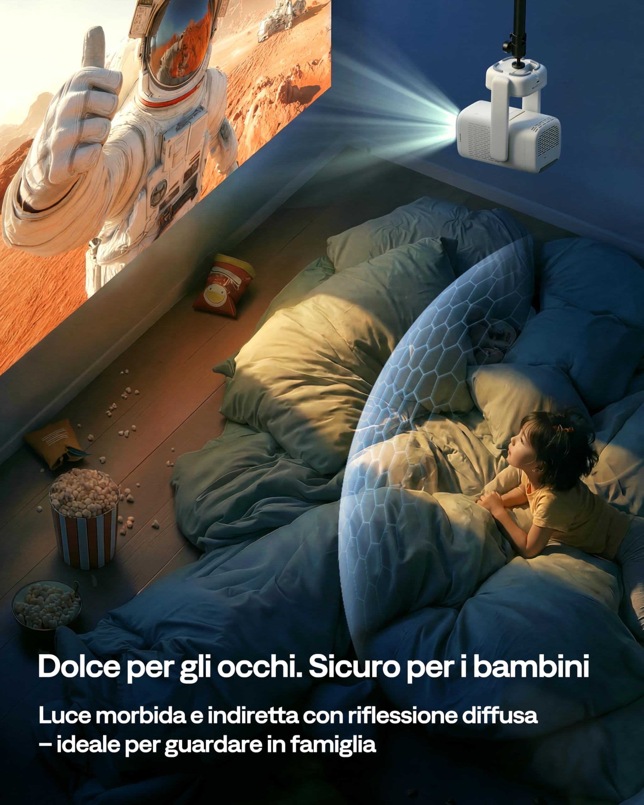 Aurzen D1 air Proiettore Portatile con Netflix e Dolby Audio, Mini Proiettore 1080P con HDR10 e Supporto 4K, Ricaricabile via USB-C PD, VideoProiettore da Esterno con WiFi & Bluetooth, Autofocus TOF