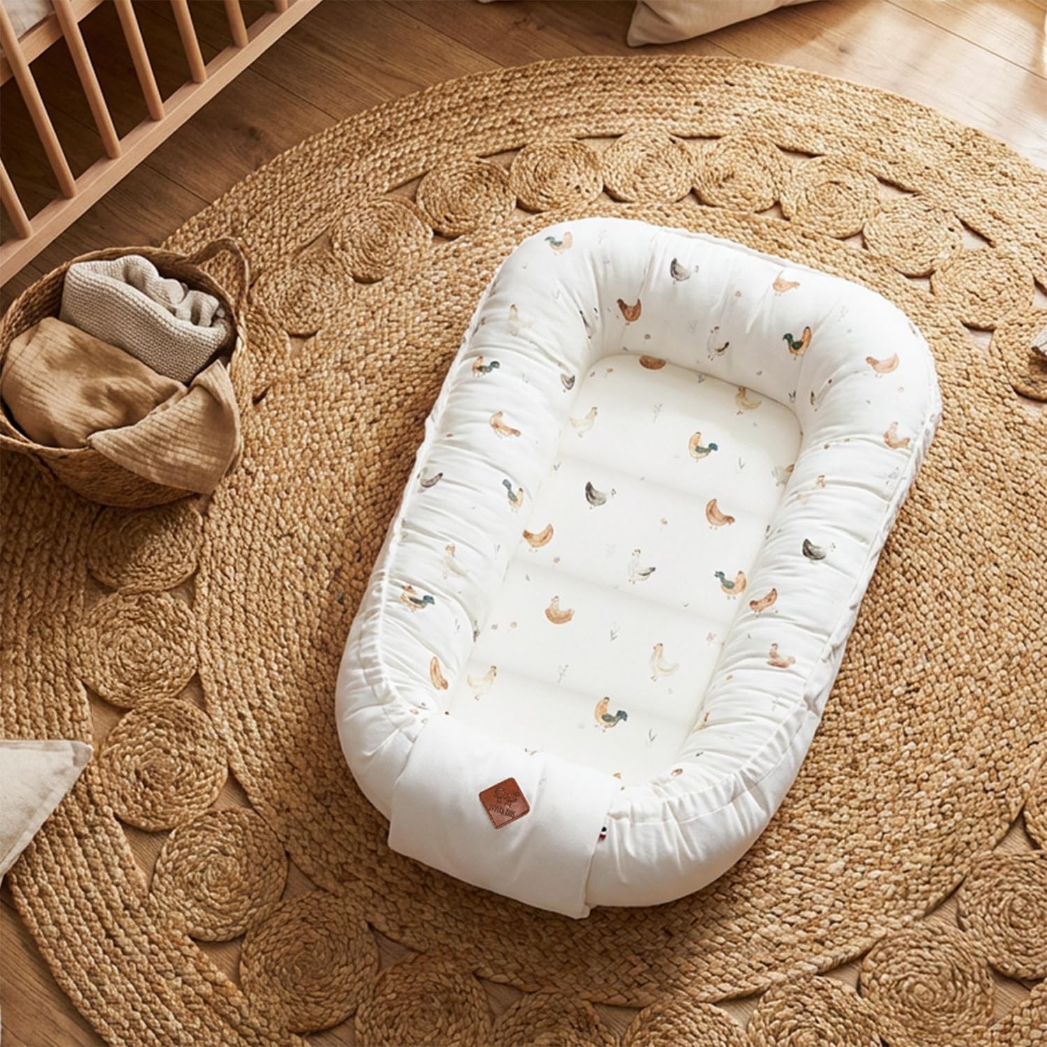 Sevira KIDS – Funda reductora de cama acolchada y reversible, GALLINA Made in France 0-9 meses