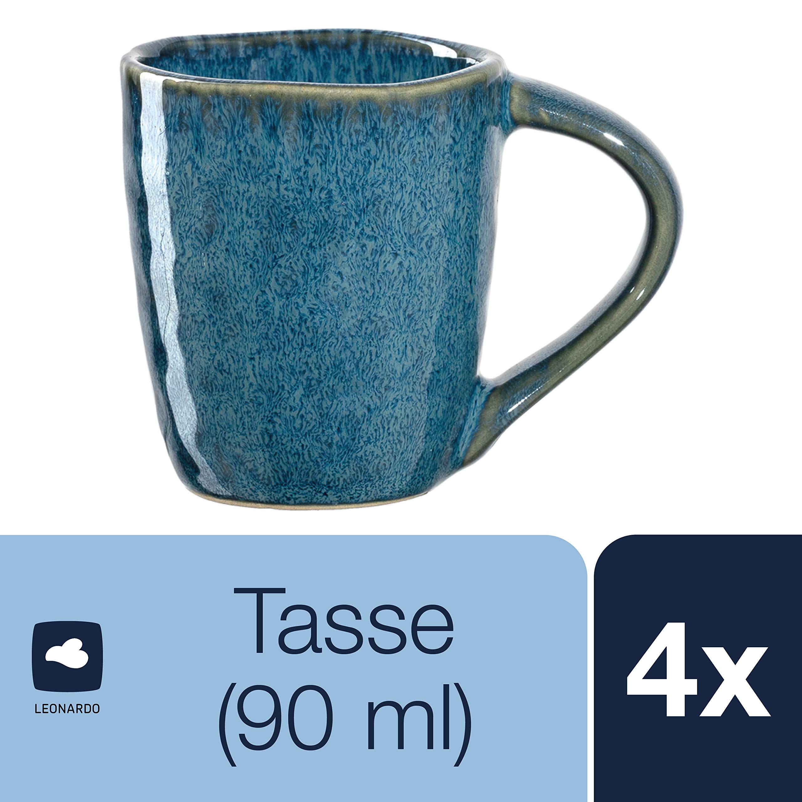 LEONARDO HOME 018596 MATERA Lot de 4 tasses à expresso en céramique Bleu 90 ml