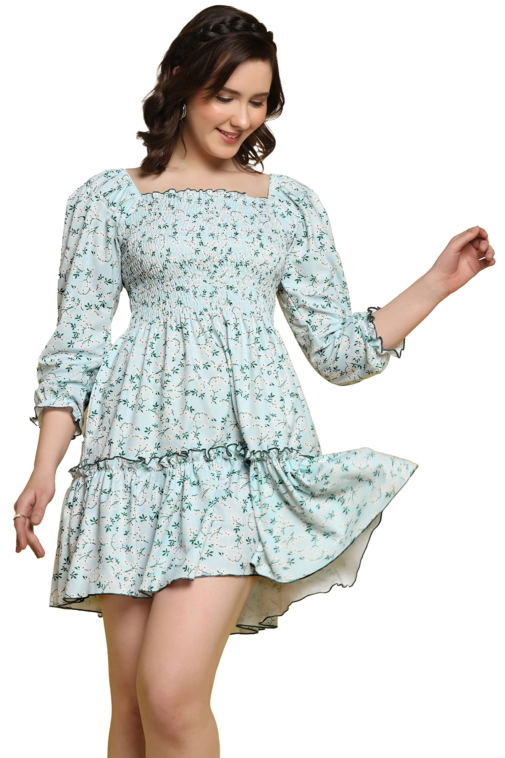 TOPLOT Women's Poly Rayon Fit and Flare Mini Dress