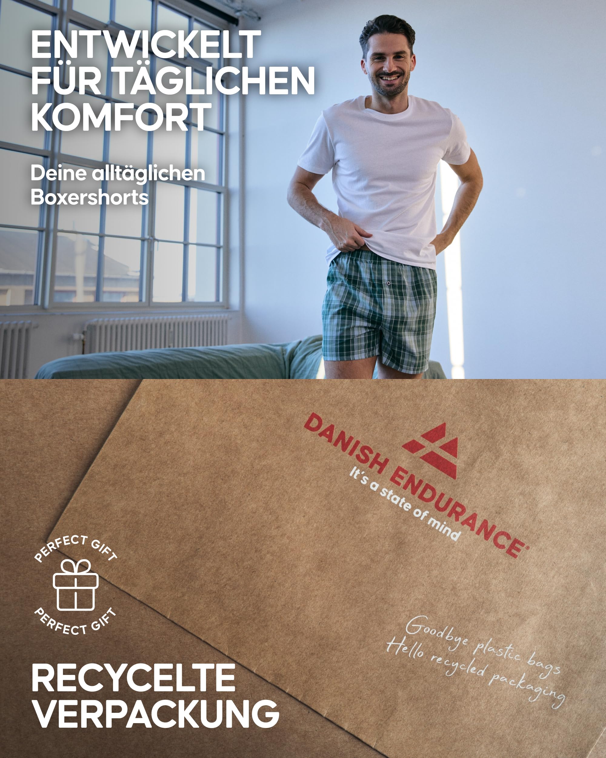 DANISH ENDURANCE American Boxershorts 4er Pack 100% Bio-Baumwolle Herren Boxershorts Weich Atmungsaktiv