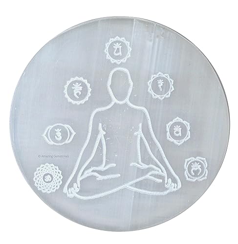 Selenite Crystal Charging Plate For Crystals And Healing Stones, 4" Selenite Crystal Plate Coaster For Home Office Table Decor (Selenite Round Disc) disponible en Yaxa Colombia