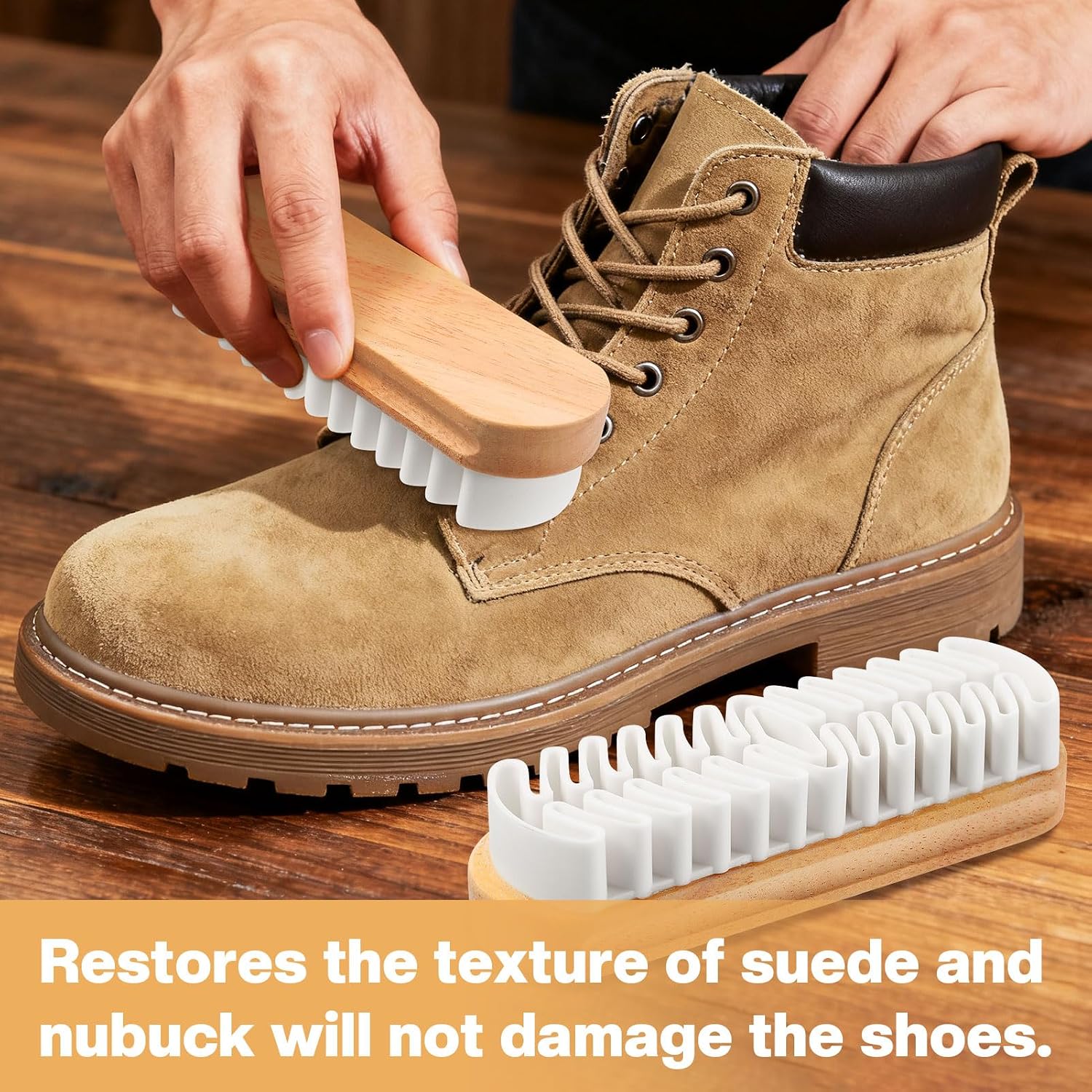2 Pcs Suede Shoe Brush Nubuck Leather Cleaner Shoes Shine Dauber Crepe Applicators Set(2 Suede Brushes)