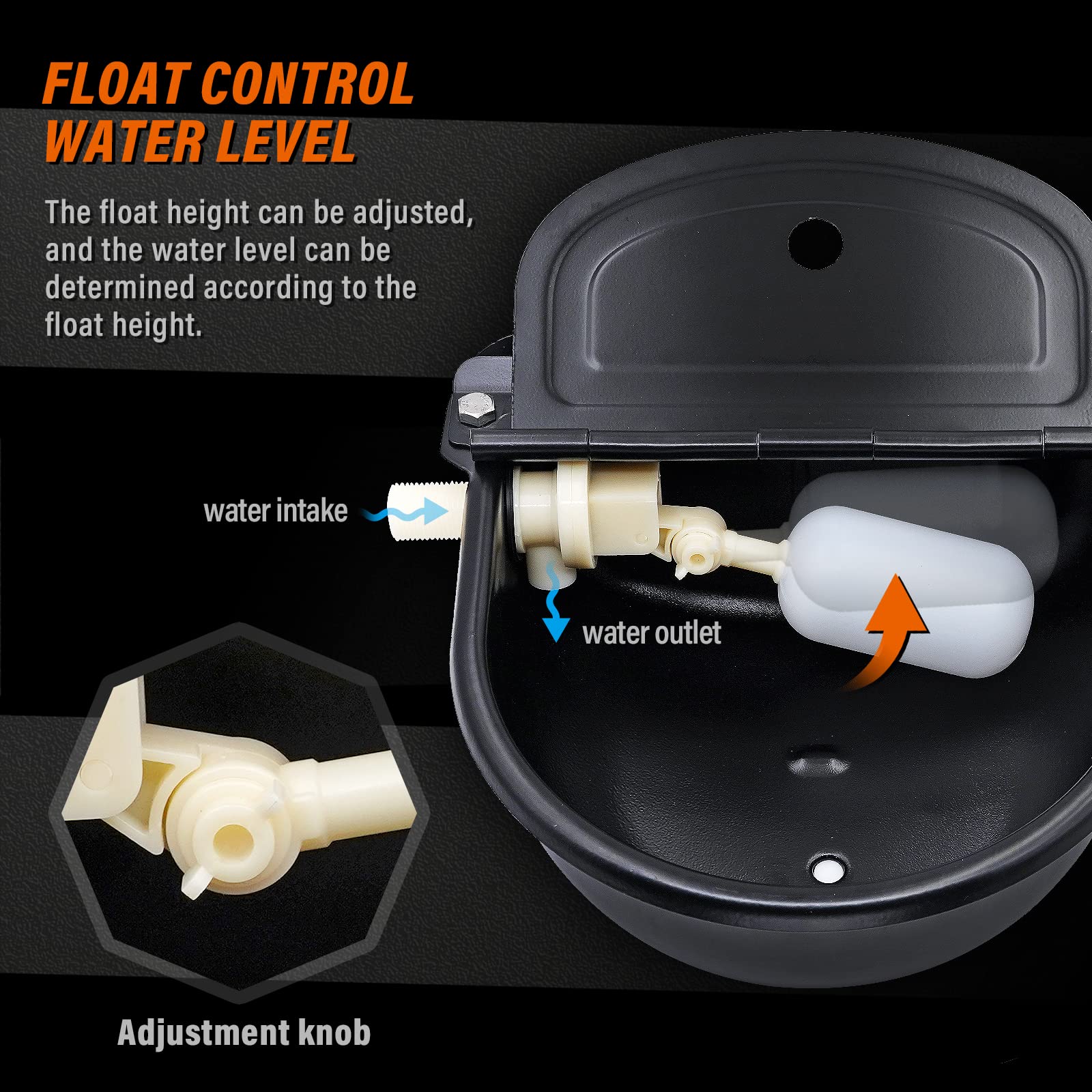 Abreuvoir Automatique pour BéTail avec Flotteur, Abreuvoir en Acier Inoxydable avec Trou de Drainage pour Chevaux, Bovins, Moutons, Porcs, Alpagas et Abreuvoirs pour Chiens