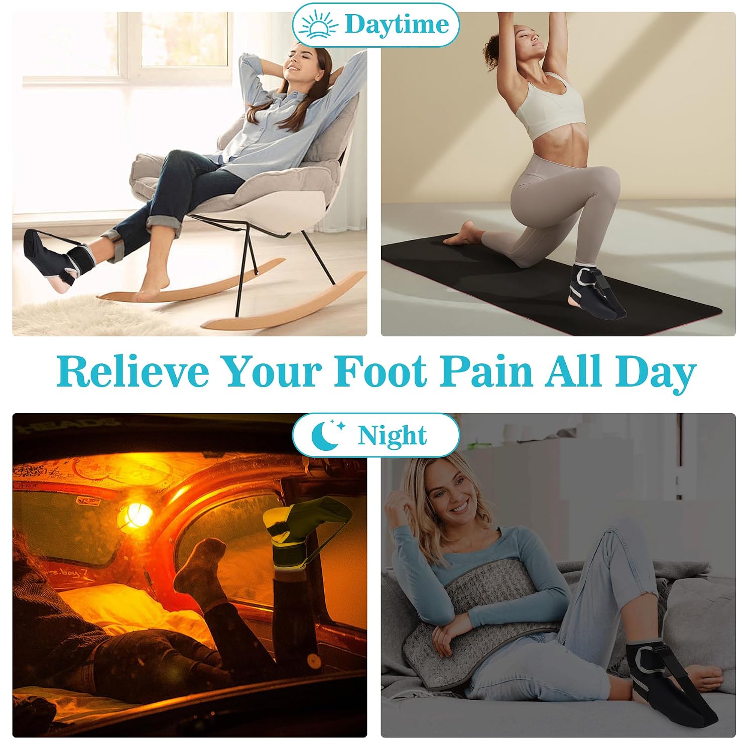 Medibot Plantar Fasciitis Night Splint Sock: Unisex Upgraded Soft Foot Brace with Massage Ball for Pain Relief Caused by Plantar Fasciitis Achilles Tendonitis Foot Drop Heel Spur Flat Arch, Medium