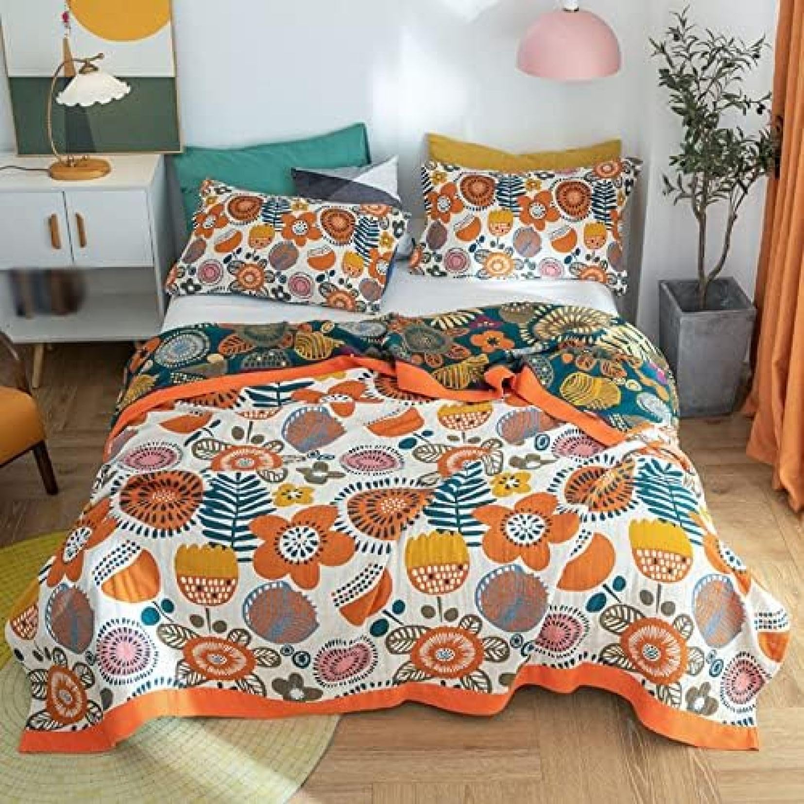 Couverture gaze de coton thermorégulatrice drap de lit 100% coton lavable et respirant