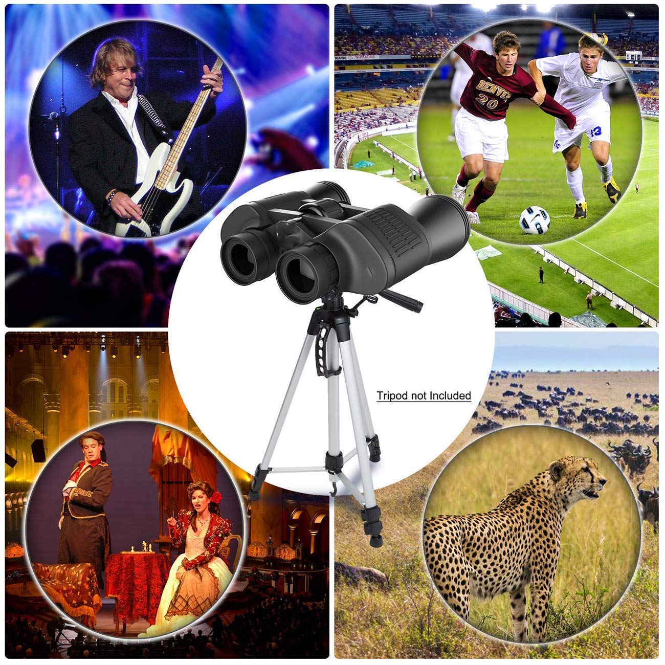 Binocolo 10 X 50 Telescopio Portatile Binocolo Leggero Impermeabile Telescopio per Fotografia con Telefono Cellulare Adatto per Adulti e Bambini Astronomia all'aperto Viaggi Arrampicata Nero