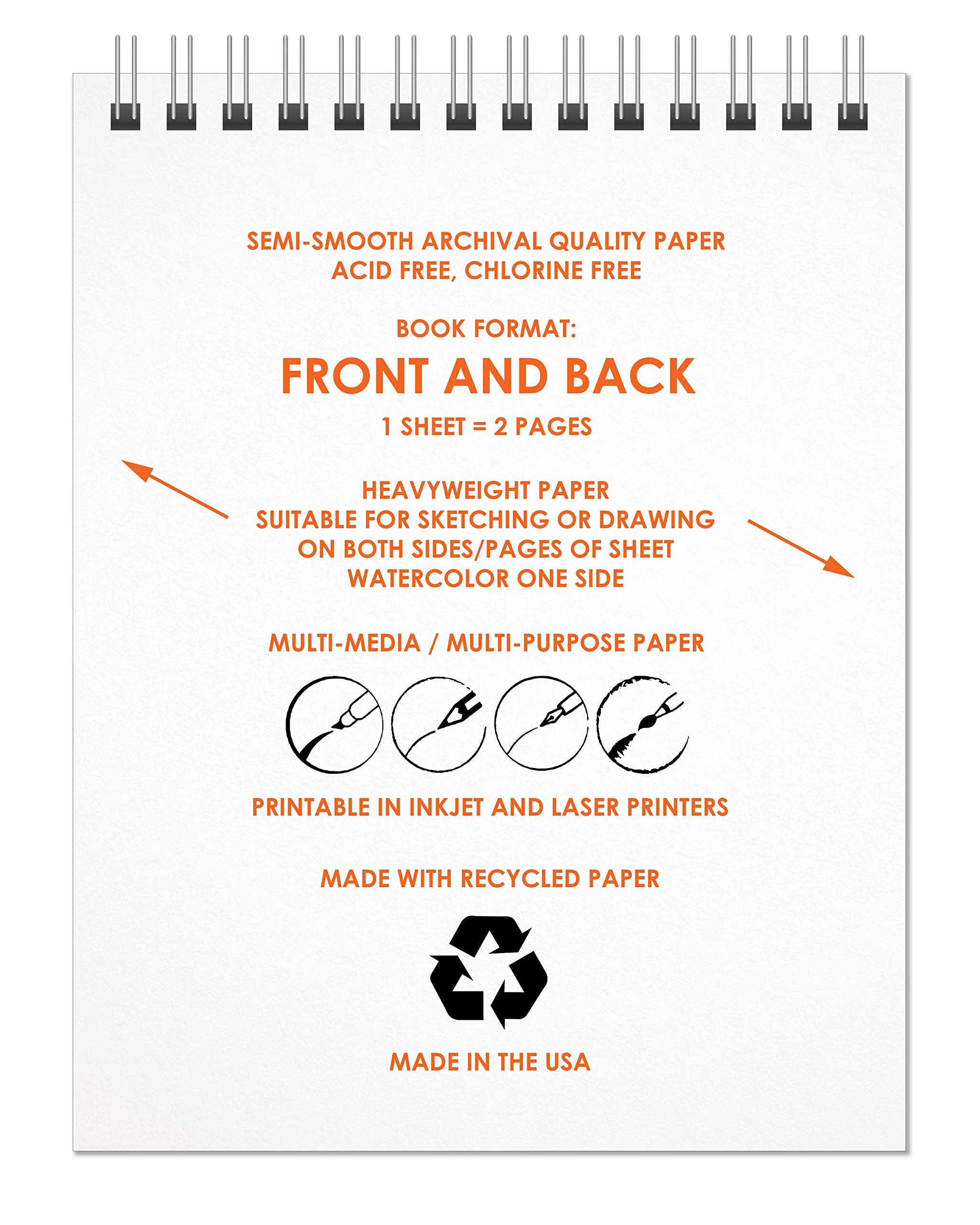 Made In The USA: Premium Paper Drawing Pad For Pencil, Ink, Marker, Charcoal And