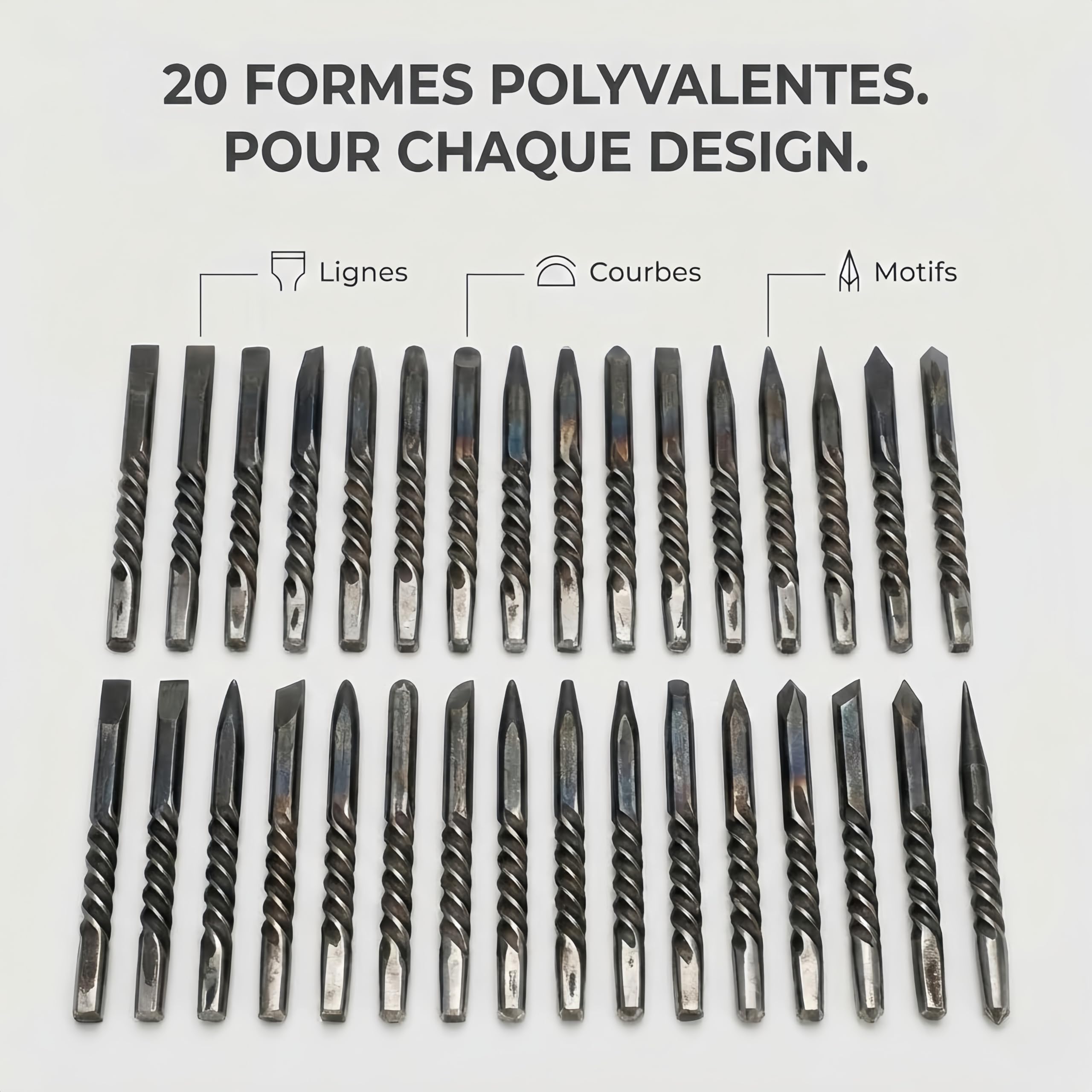 WAHEWUD 20-teiliges professionelles Schmuck-Amboss-Meißel-Werkzeug-Set, Metall-Gravur-Werkzeug-Set, tragbares Design in mehreren Größen, kompaktes Stahl-Stanzer-Set, für