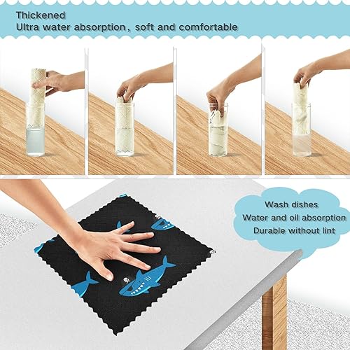Miniatura 4 de FRODOTGV Funny Pirate Sharks Quality Print Microfiber Kitchen Dish Towels Absorbent 6 Pack Flour Sack Kitchen Towels for Countertop Sink