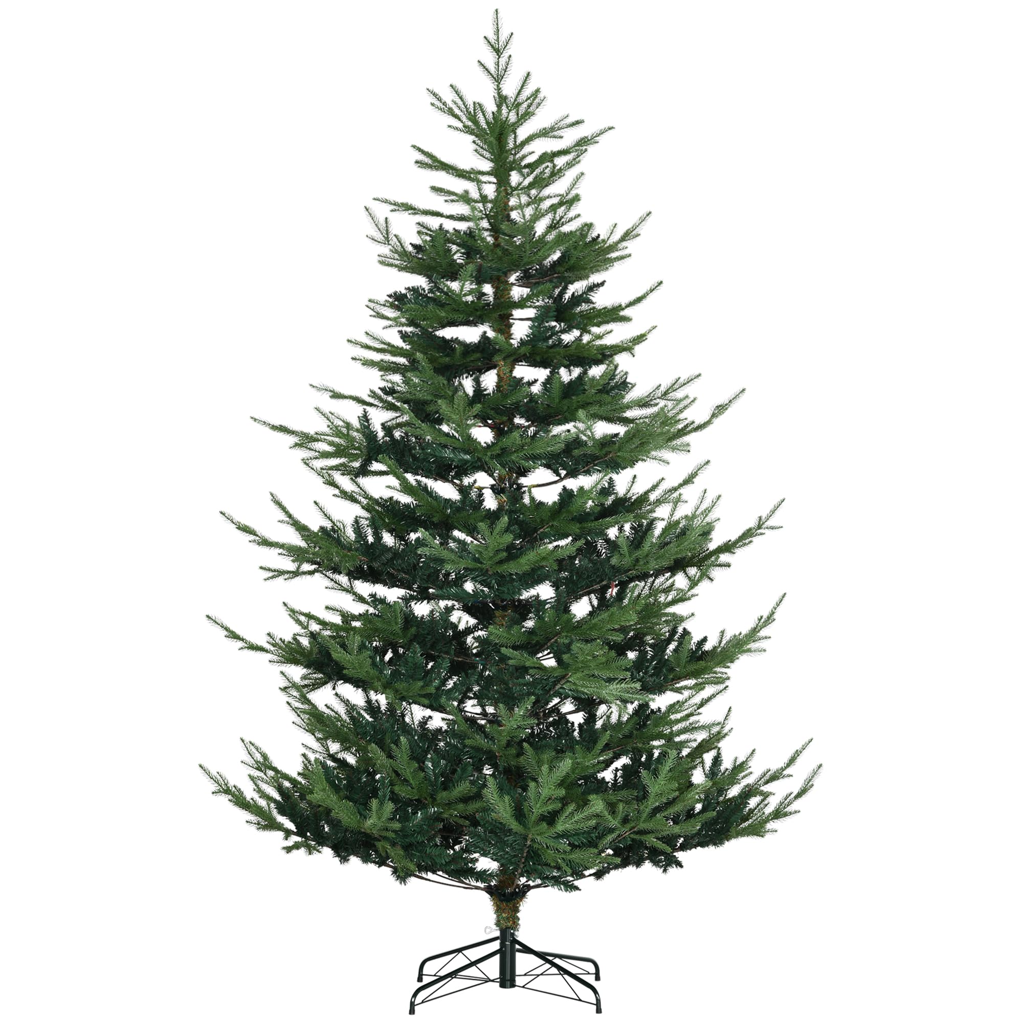 HOMCOM 7.5 Foot Artificial Christmas Tree, Nordic Pine, Green | Hinged Xmas Tree, 1218 Realistic Branches, Wide Steel Base, Auto Open