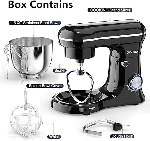 Miniatura 2 de Mezcladora de pedestal eléctrica, mezcladora de alimentos con cabezal inclinable de 10 velocidades, mezcladora de cocina 3-EN-1 para cocineros